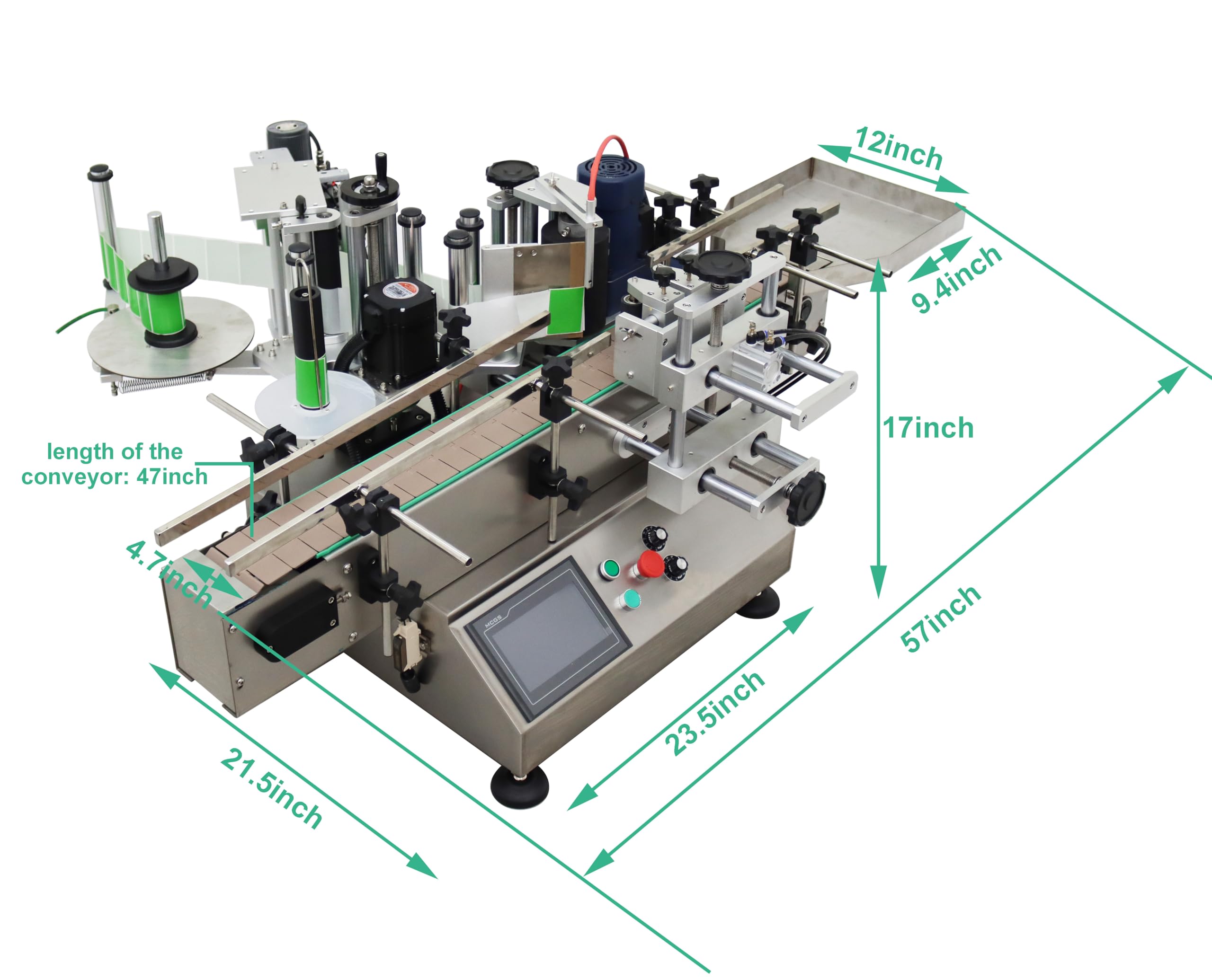TECHTONGDA Automatic Round Bottle Labeling Machine with Printer Conveyor - 0.78-4.72inch Bottle Diameter, 360° Labeling for Beverage, Cosmetics & Pharmaceutical Packaging