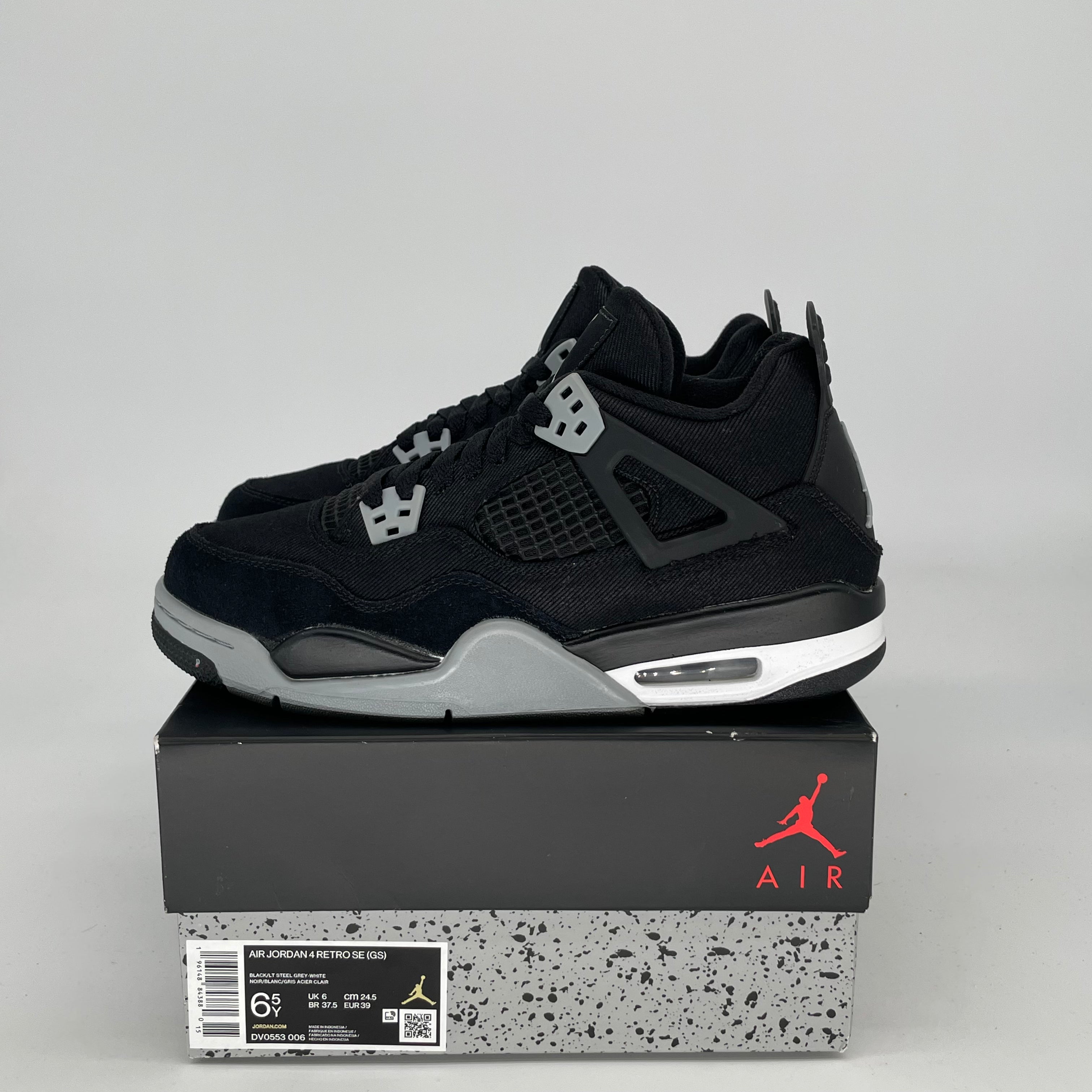 Original Air Jordan 4 Black Canvas Sneakers - Women's Size 6.5/8W (DV0553-006) | Retro Basketball Shoes for Streetwear & Casual Fashion