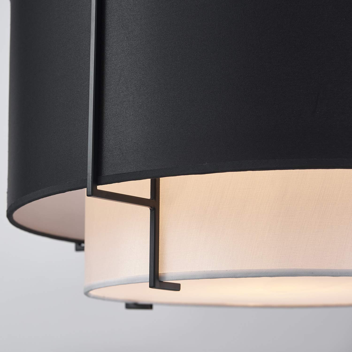 Saint Mossi 4-Lights Modern Farmhouse Chandelier - Black Drum Style Fabric Pendant Light Fixture for Dining Room (H12 x D20, Adjustable Down Rod) - Perfect for Farmhouse, Rustic & Modern Dining Room Lighting Decor