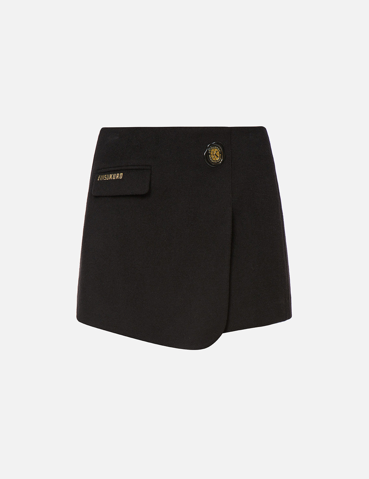 Elegant Wax Seal Badge Wrap Front Skirt with Pockets - Vintage Style Women's Fashion for Office, Wedding & Special Occasions