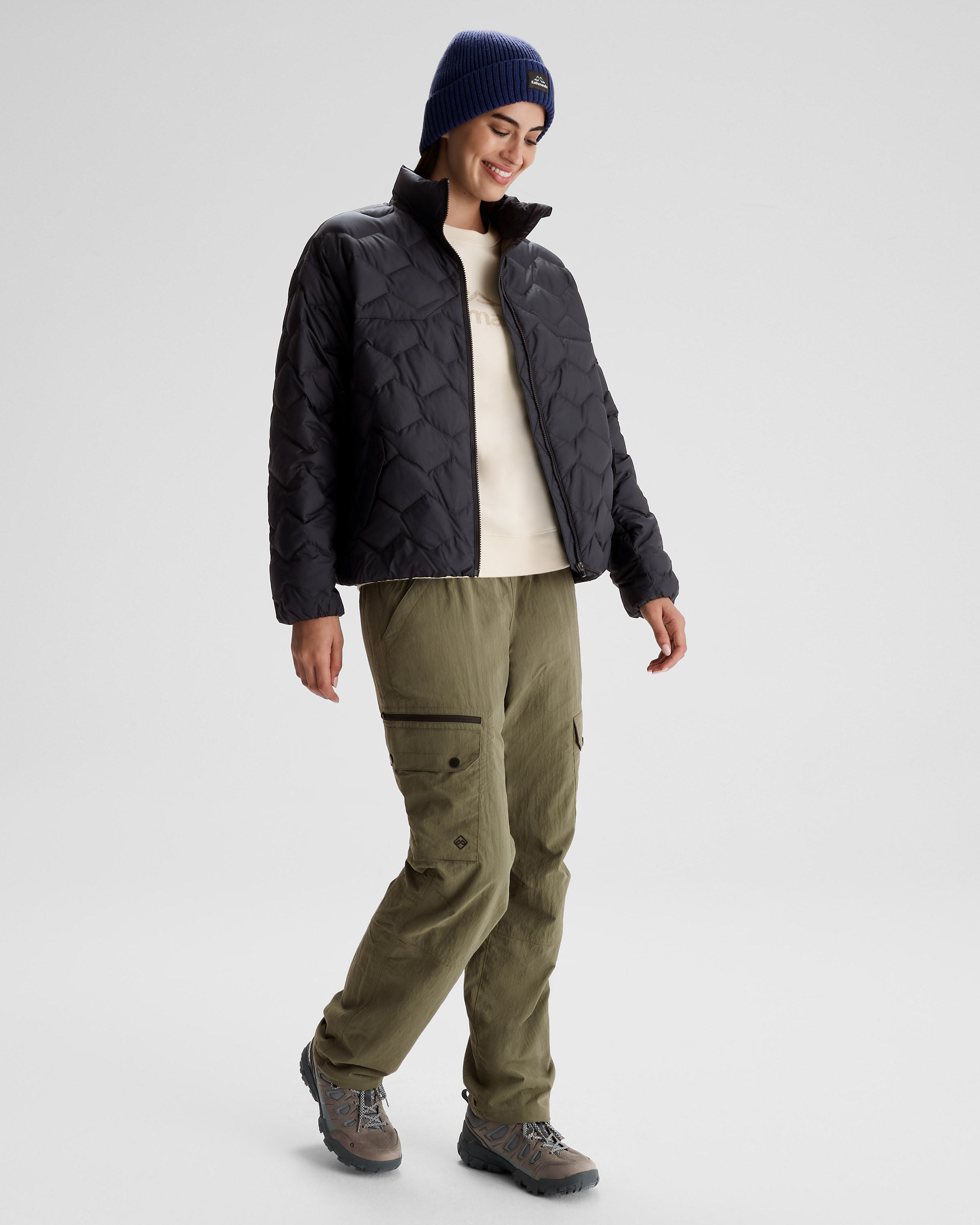Women's Any Time Down Short Jacket - Lightweight Warm Winter Coat, Black Stingray Color | Perfect for Outdoor Activities, Travel & Casual Wear