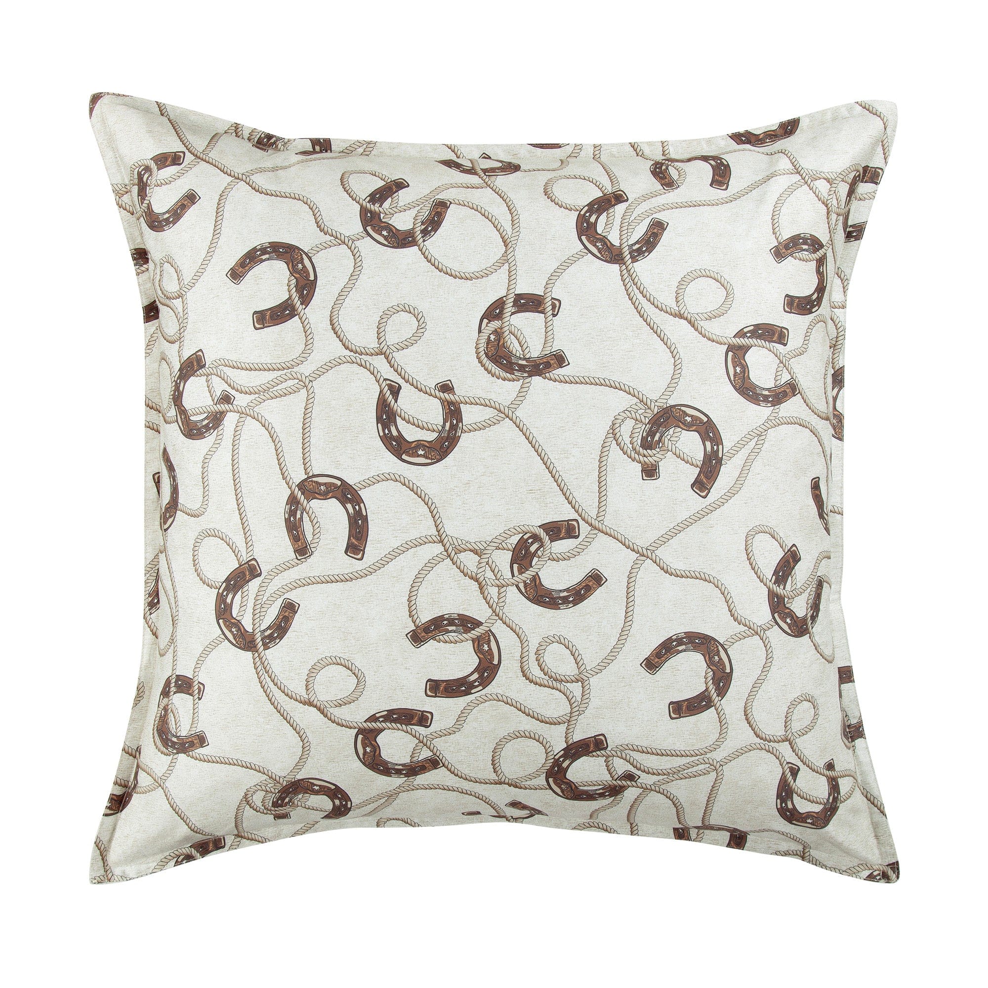 Pierre Equestrian Cotton Sateen Euro Sham Pillow Cover - Horse Lover's Home Decor for Bedroom & Living Room - Perfect for Western, Ranch, or Equestrian Themed Decor