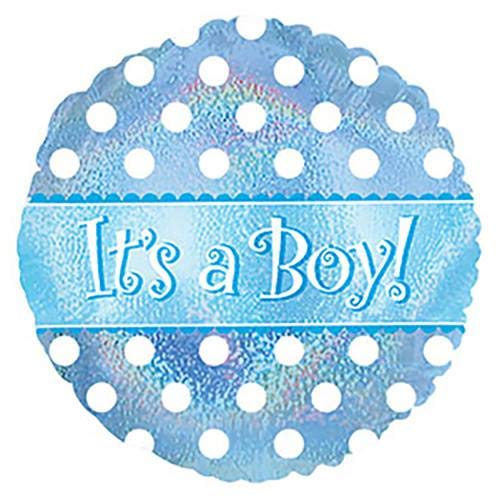 It's A Boy Baby Balloons - 17 Inch Blue Dots Dazzeloons for Gender Reveal Party, Baby Shower & Newborn Celebration