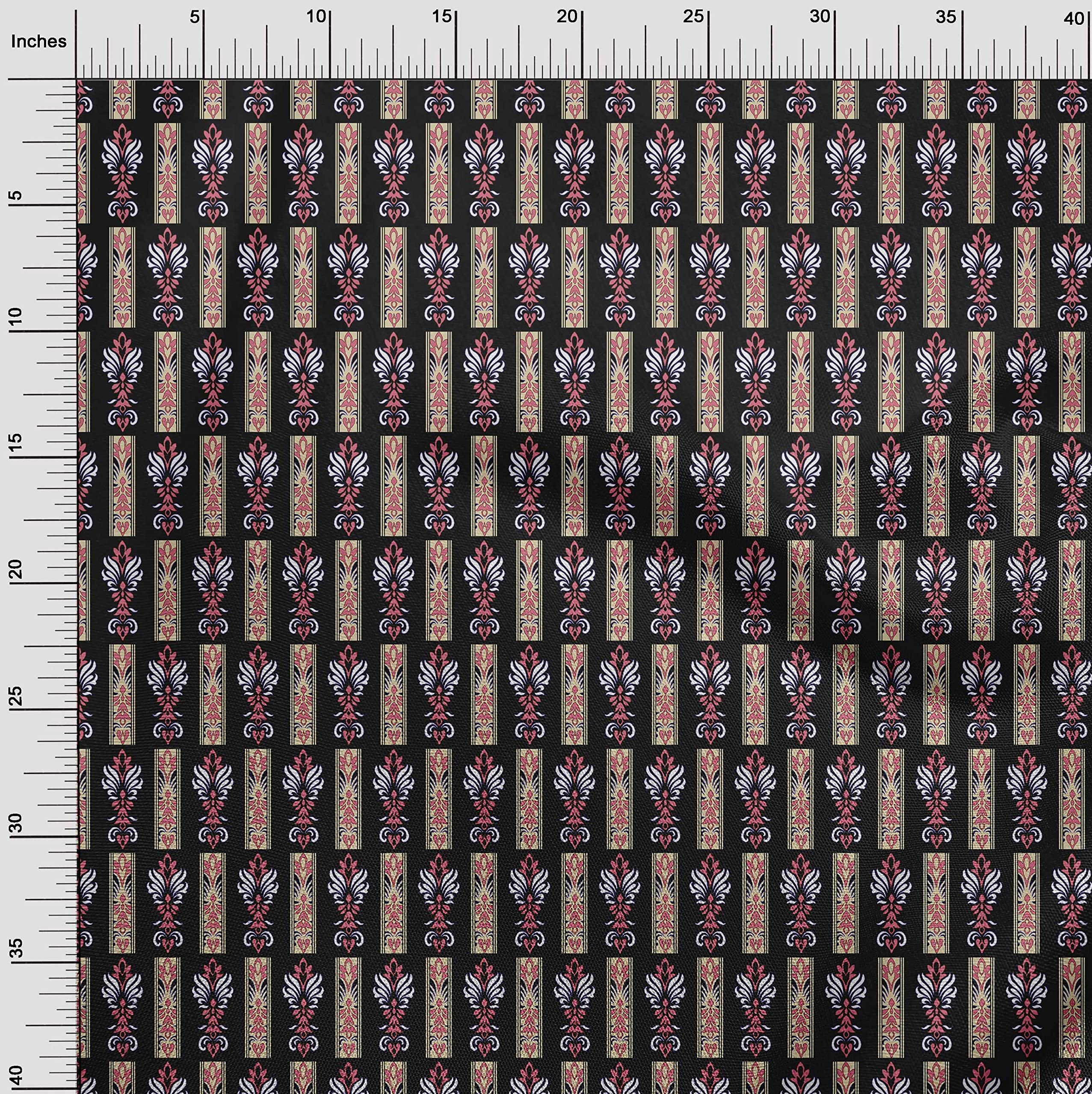 Premium 100% Cotton Cambric Black Floral Print Fabric by The Yard - 42 Inch Wide (52-13) for Dresses, Skirts & DIY Fashion Projects
