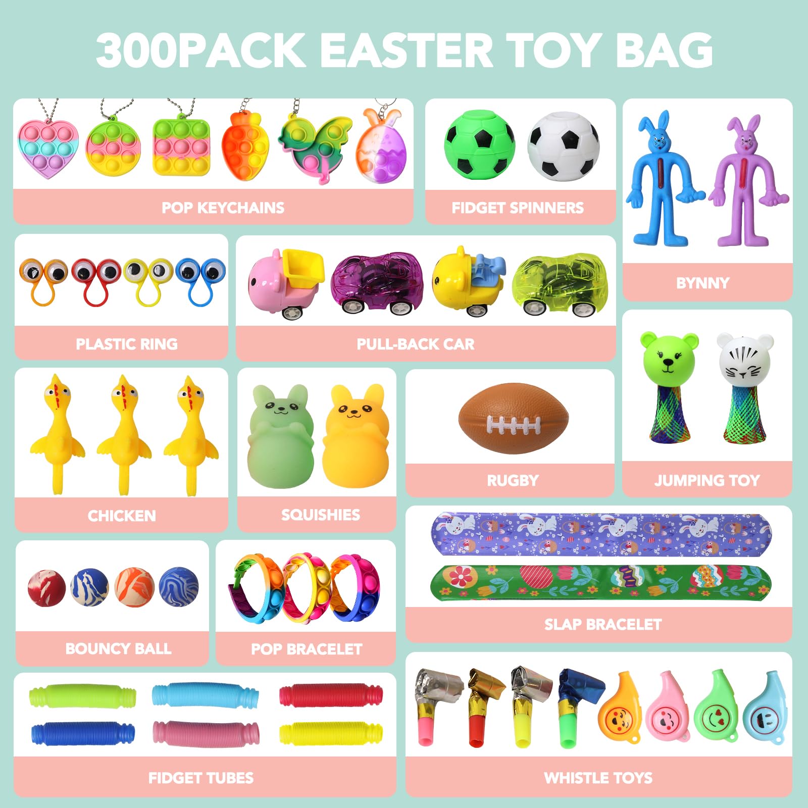 300 Pcs Prefilled Easter Eggs with Assorted Toys Inside - Non-Candy Easter Basket Stuffers & Egg Fillers for Kids - Bulk Easter Toys for Egg Hunts, Classroom Prizes, Party Favors & Easter Celebrations - Perfect for School Events, Birthday Parties & Family Gatherings