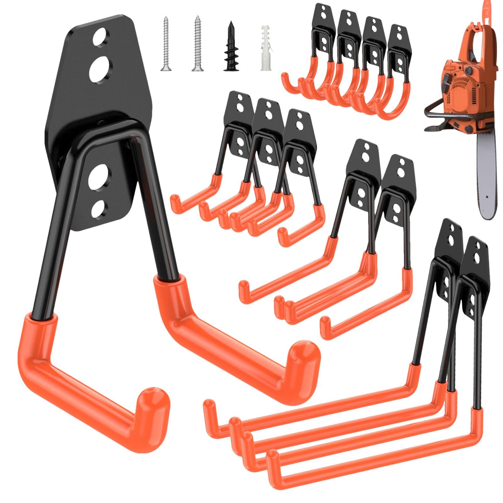 Heavy Duty Garage Hooks - Wall Mounted Steel Utility Hangers for Ladders, Tools & Storage | Durable Garage Organization Solution for Home & Workshop Use