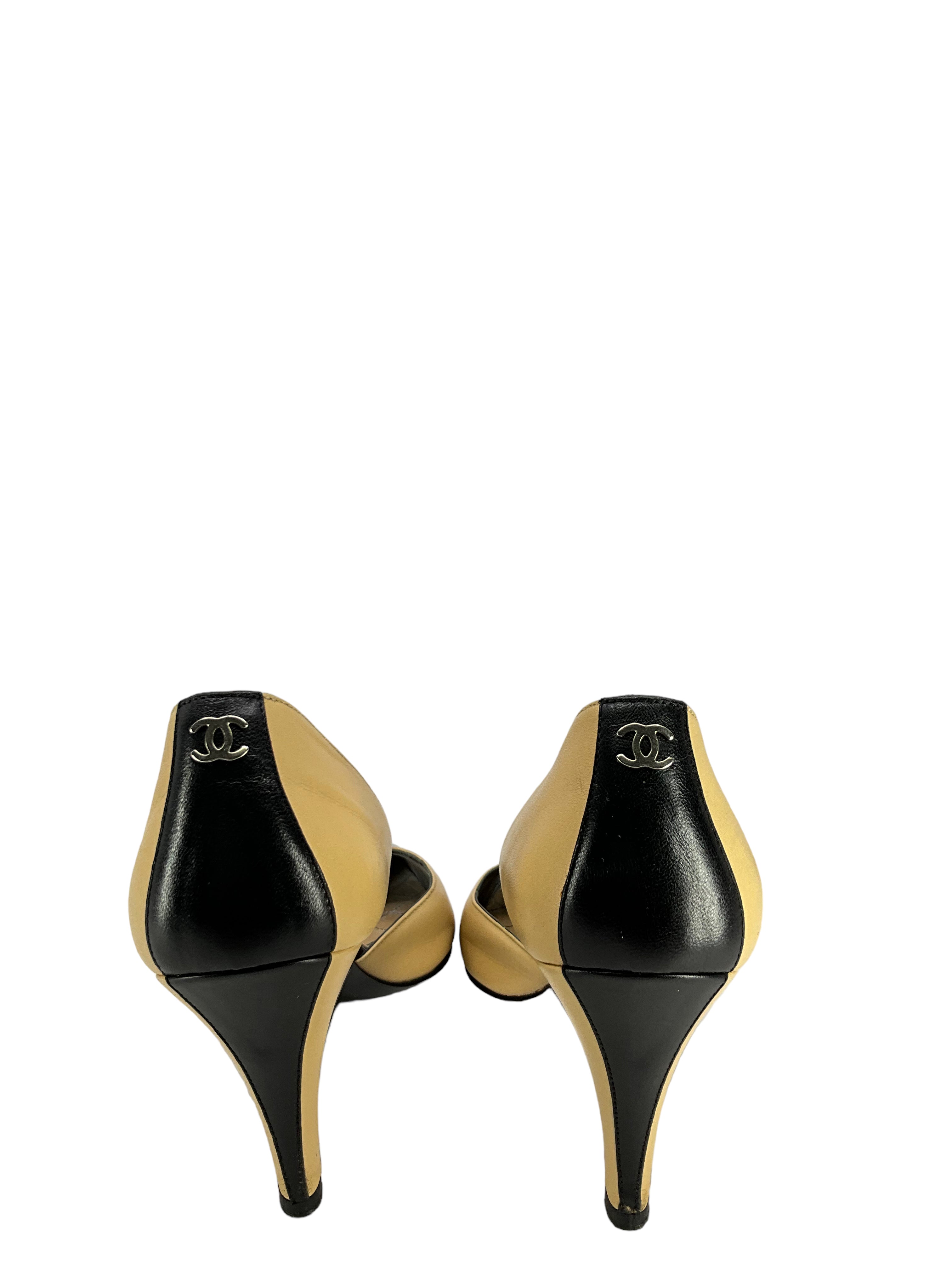 Chanel Black Leather Pumps for Women - Size 8.5 US | Classic Pointed Toe High Heel Dress Shoes for Office, Party & Formal Events