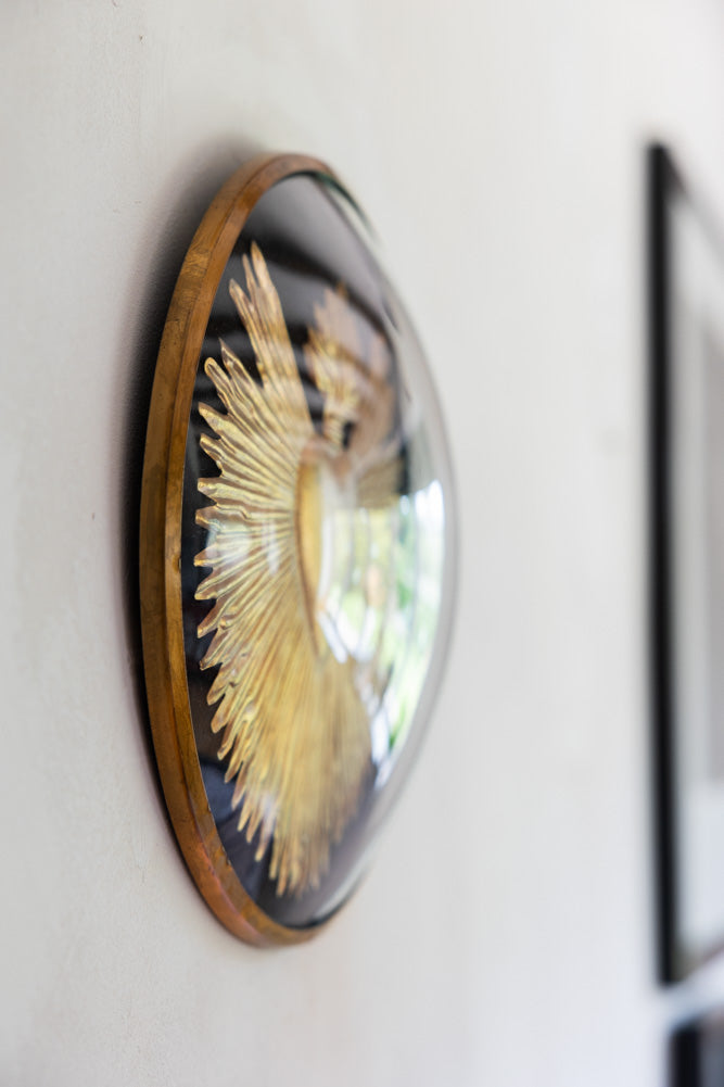 Golden Milagro Heart Wall Decor - Handcrafted Mexican Folk Art for Home & Office - Perfect for Gifts, Weddings, and Spiritual Spaces