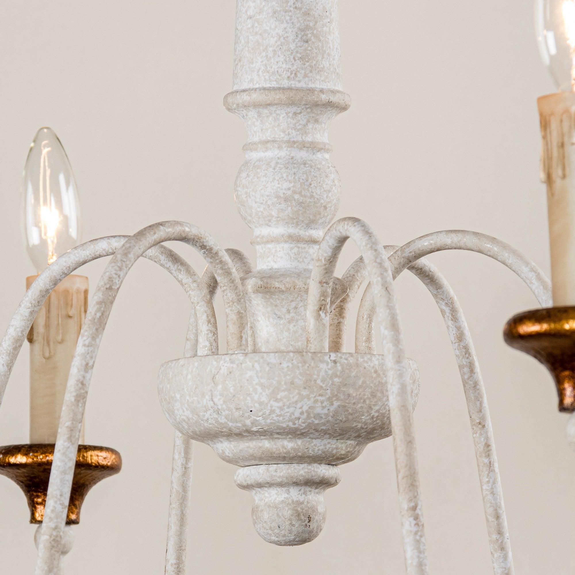 6-Light French Country Candle Style Chandelier in Distressed Finish - Rustic Farmhouse Lighting for Dining Room, Bedroom, or Entryway