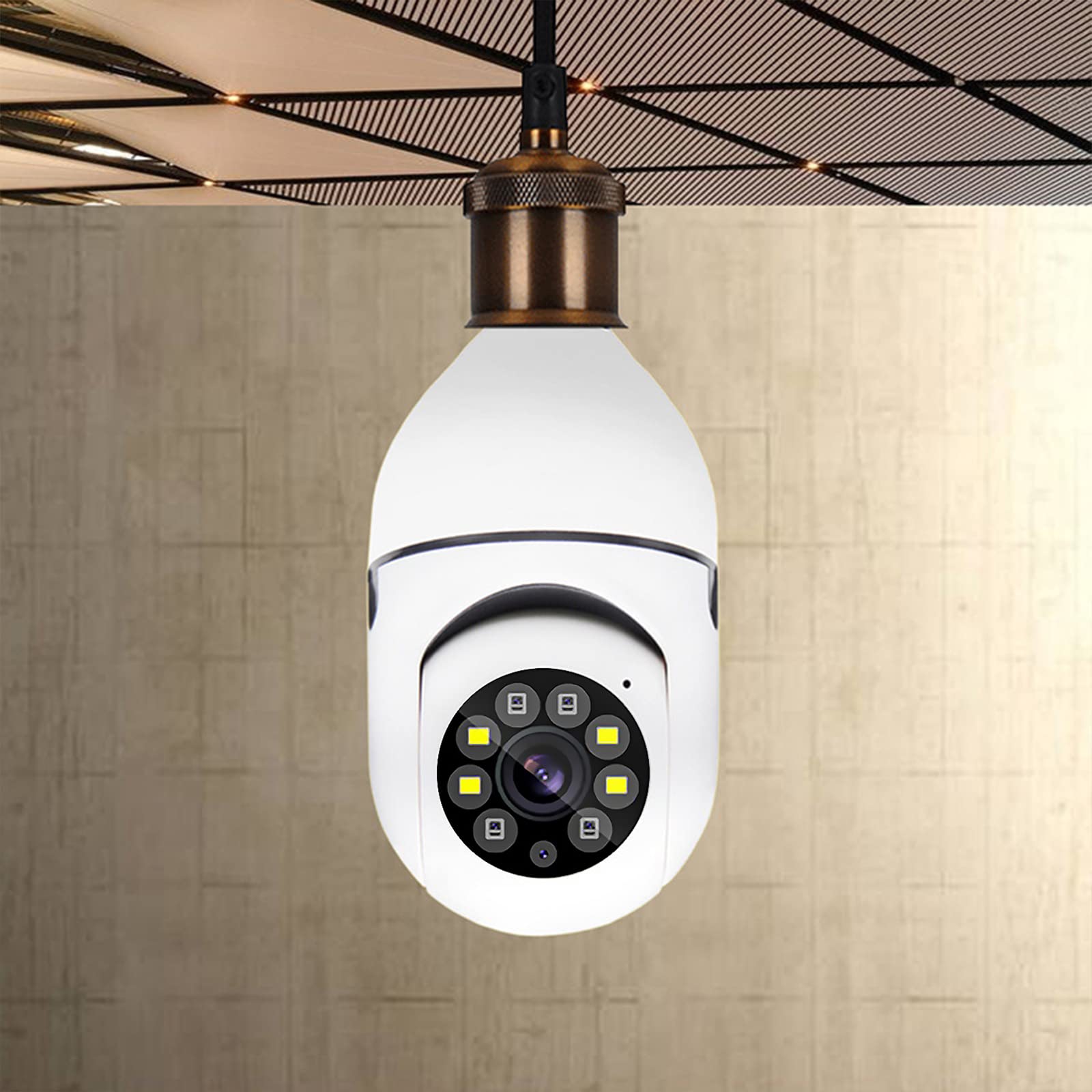 **TTSAM E27 Smart Light Bulb Security Camera - 1080P Full HD WiFi Wireless Indoor/Outdoor Camera with Night Vision & Remote Access - Perfect for Home, Office, and Garage Surveillance**