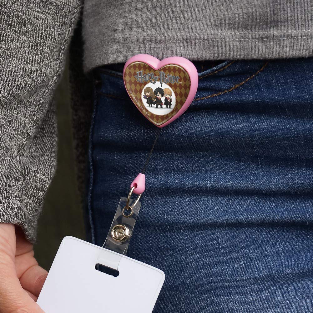 Harry Potter Anime Character Heart Lanyard - Retractable ID Badge Holder for Work, School & Events | Cute Kawaii Card Reel for Teachers, Nurses & Fans