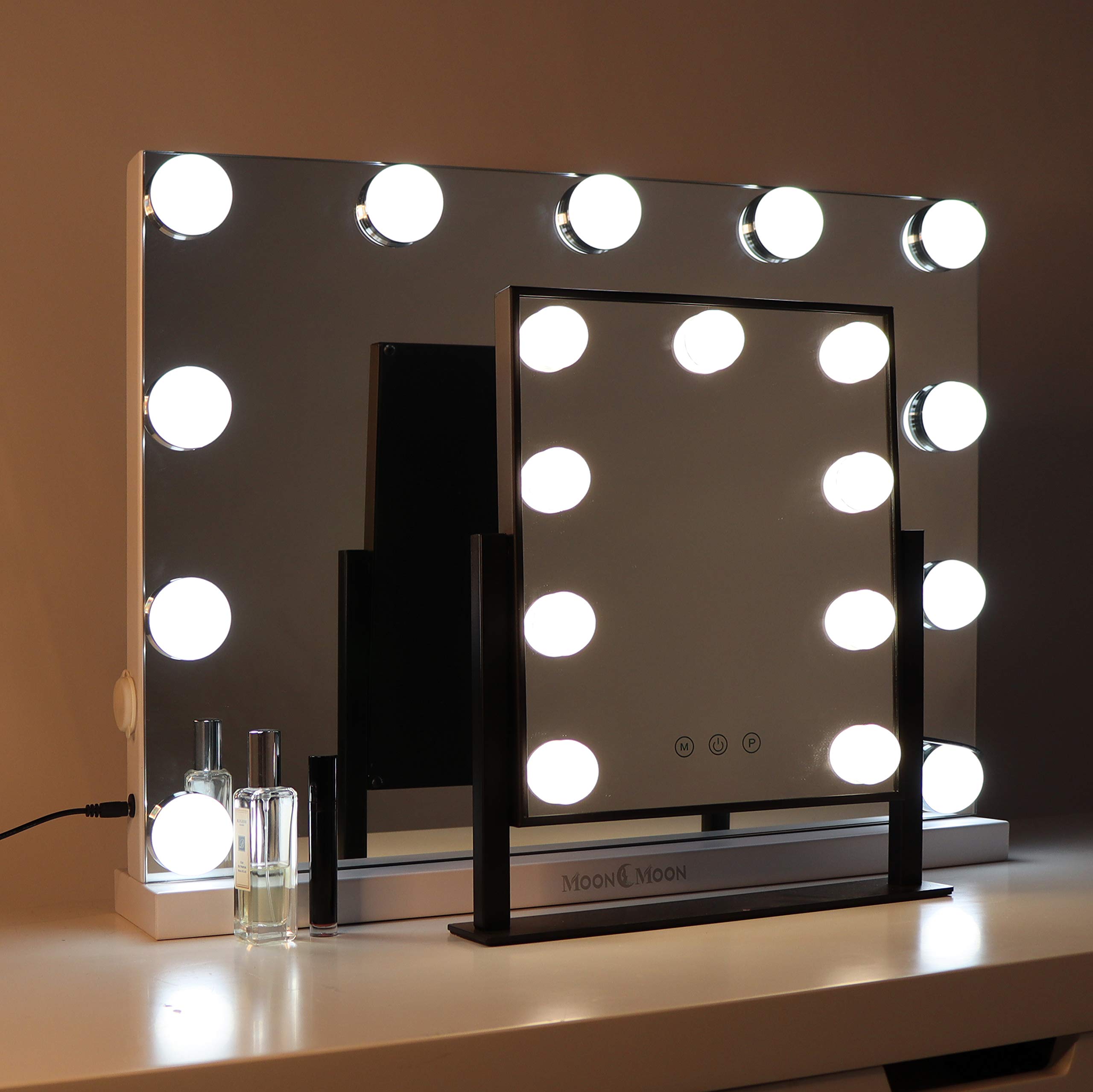 Hollywood Vanity Mirror with LED Lights - Professional Makeup Mirror with Adjustable Brightness, Touch Control & 58x46CM Large Mirror for Makeup Application (Black) - Perfect for Home Dressing Room, Beauty Salon & Professional Makeup Artists