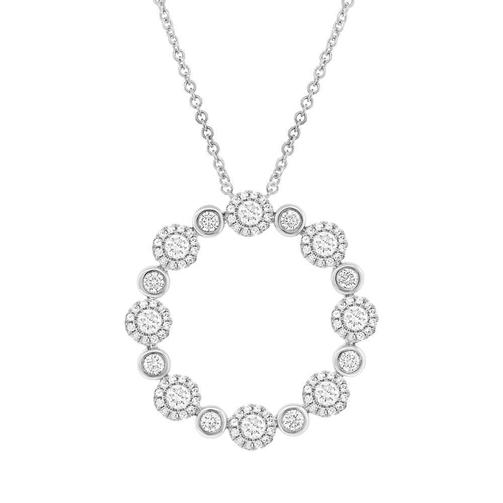 14K Gold 1.07 CTW Round Diamond Circle Pendant Necklace for Women - Elegant Jewelry Gift for Anniversary, Valentine's Day & Special Occasions