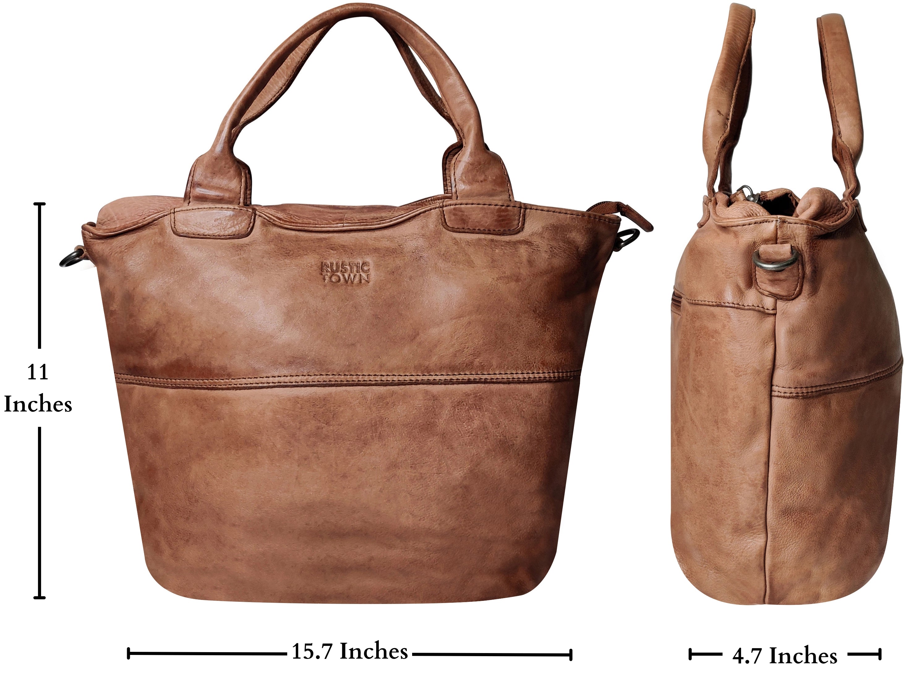 Premium Genuine Leather Tote Bag for Women - Stylish Cognac Brown Handbag - Perfect for Work, Travel & Everyday Use