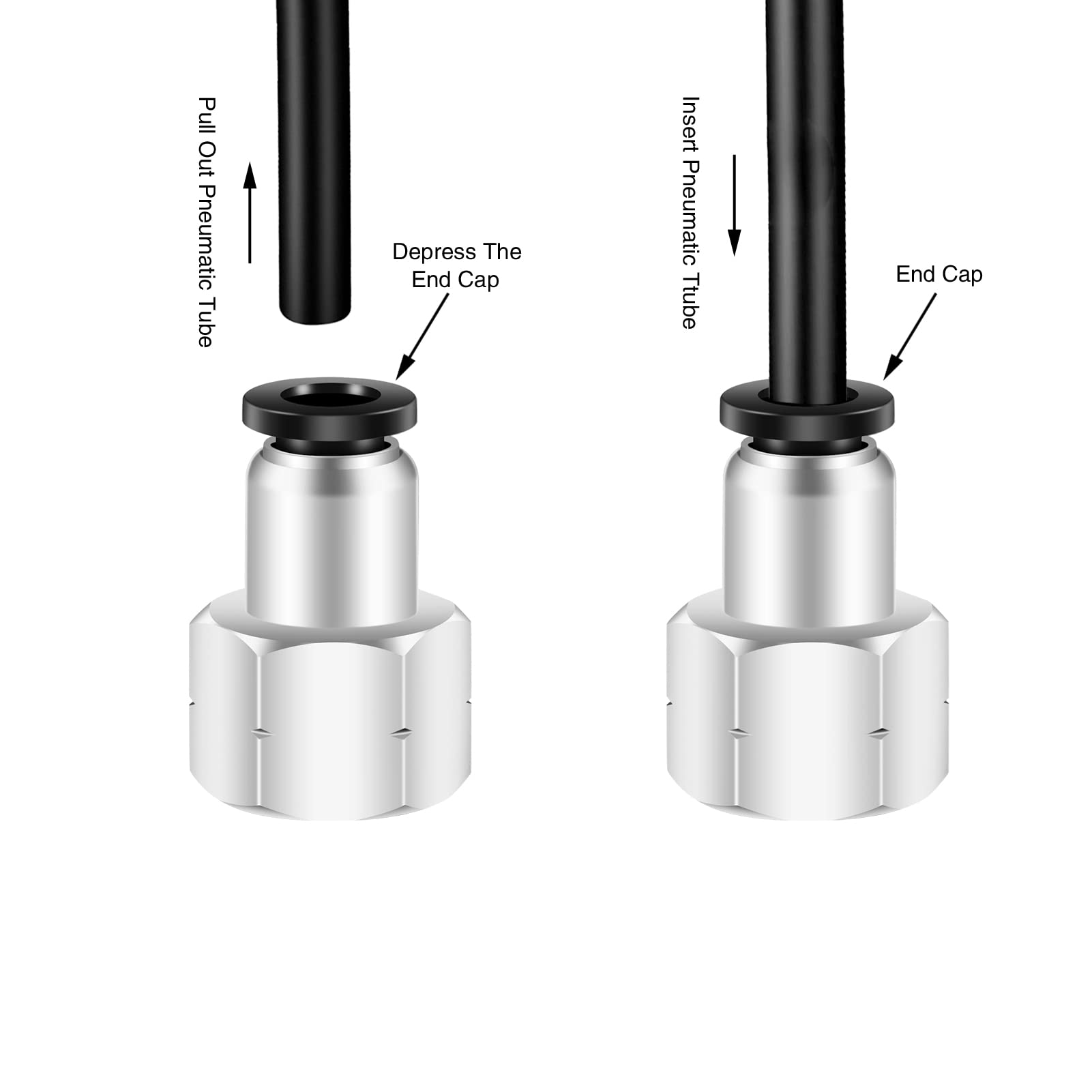 1/8 NPT Female Push to Connect Fittings - CEKER 1/4 Inch Air Tube OD Fittings, 1/8 Pneumatic Quick Connect Air Hose Fittings (5 Pack) - Ideal for Air Compressors, HVAC Systems & Industrial Pneumatic Tools