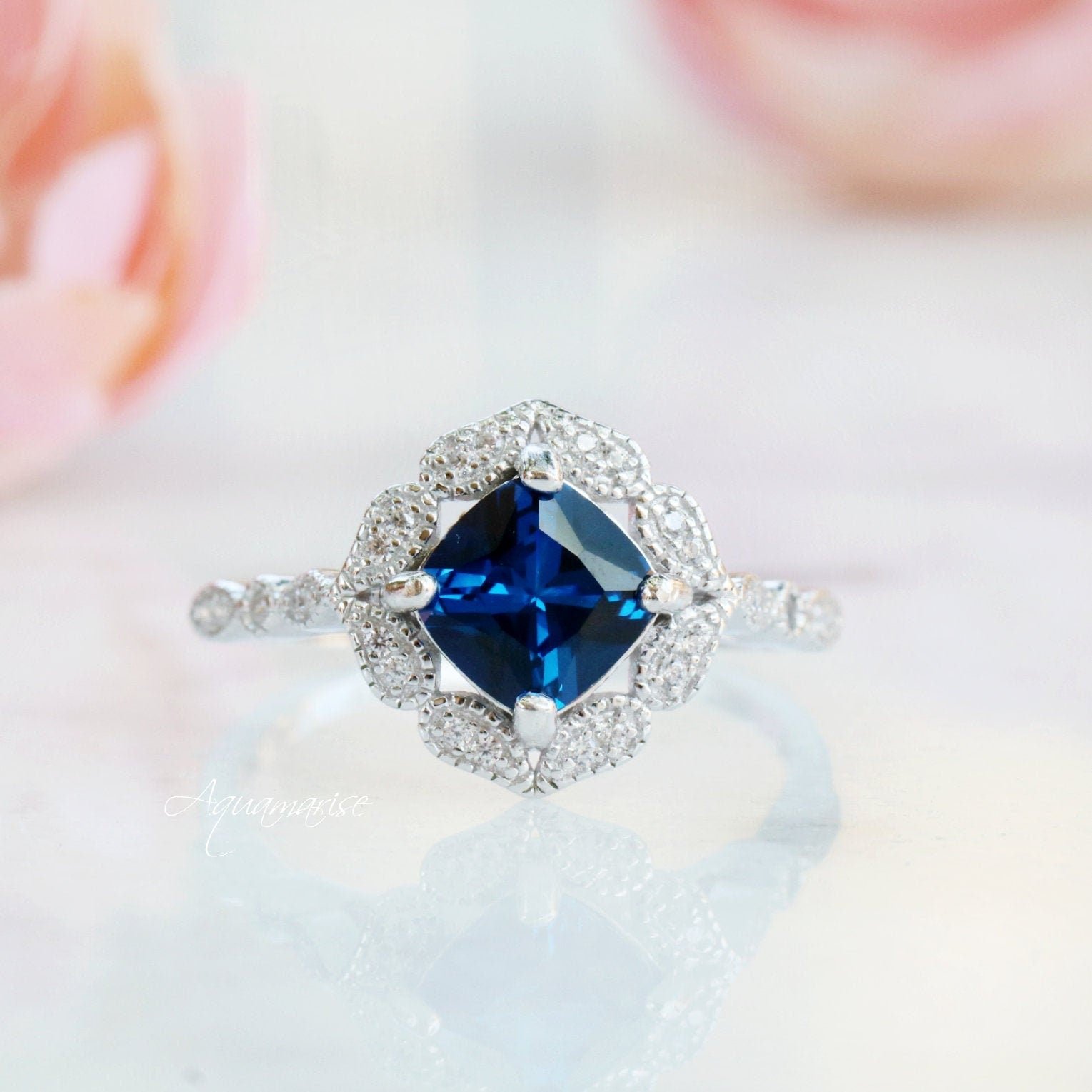 Luxury Sapphire Ring for Women - Sterling Silver 925, Elegant Blue Gemstone Jewelry for Engagement, Anniversary & Special Occasions