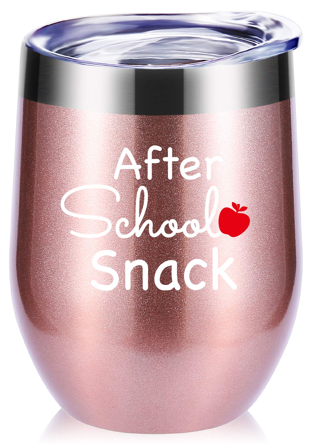 Momocici 12oz Rose Gold Wine Tumbler - Perfect Teacher Gift for Graduation, Birthday & Christmas
