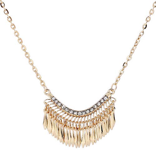SANWOOD Women's Gold Tassel Necklace - Rhinestone Choker for Party & Evening Wear