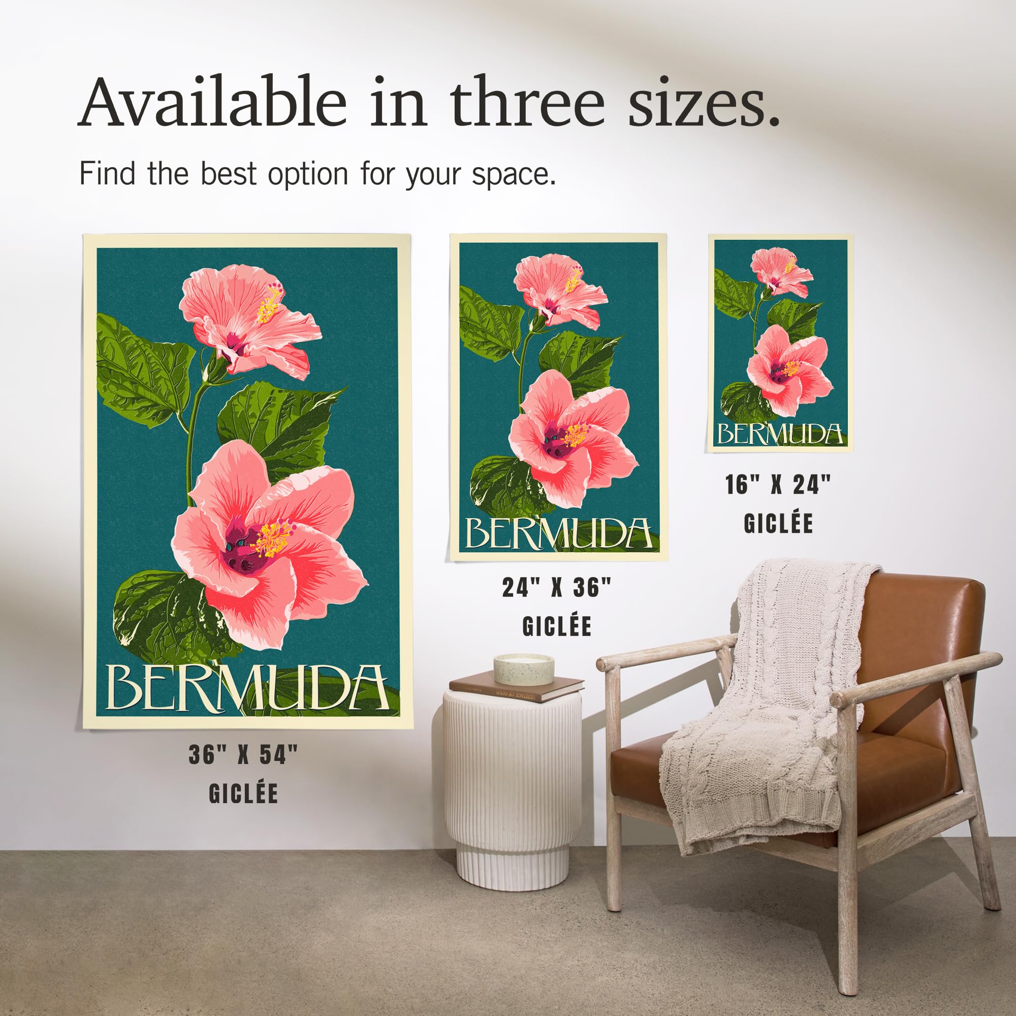 Lantern Press 16x24 Inch Giclee Art Print - Bermuda Pink Hibiscus Floral Wall Decor | Perfect for Living Room, Bedroom & Office