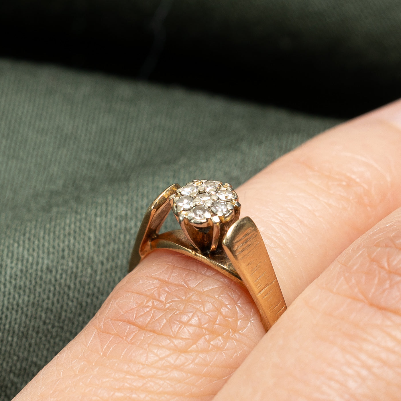 0.12ctw High Set Diamond Cluster Ring - Size 3.75 | Elegant Wedding, Engagement & Anniversary Jewelry Gift for Women