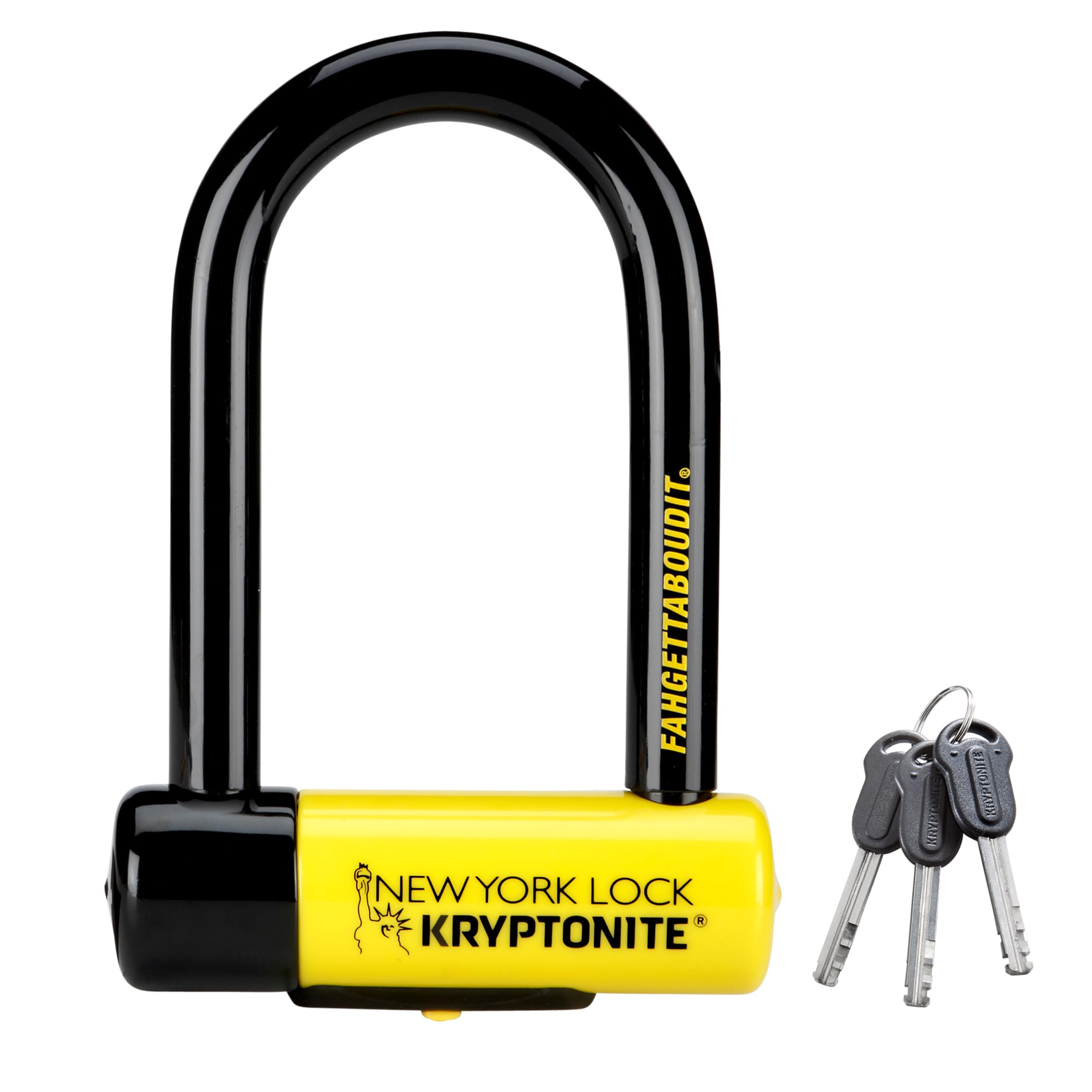 Kryptonite New-U New York Fahgettaboudit Mini Heavy Duty Bicycle U Lock - Ultimate Bike Security for Urban Commuting & Theft Protection