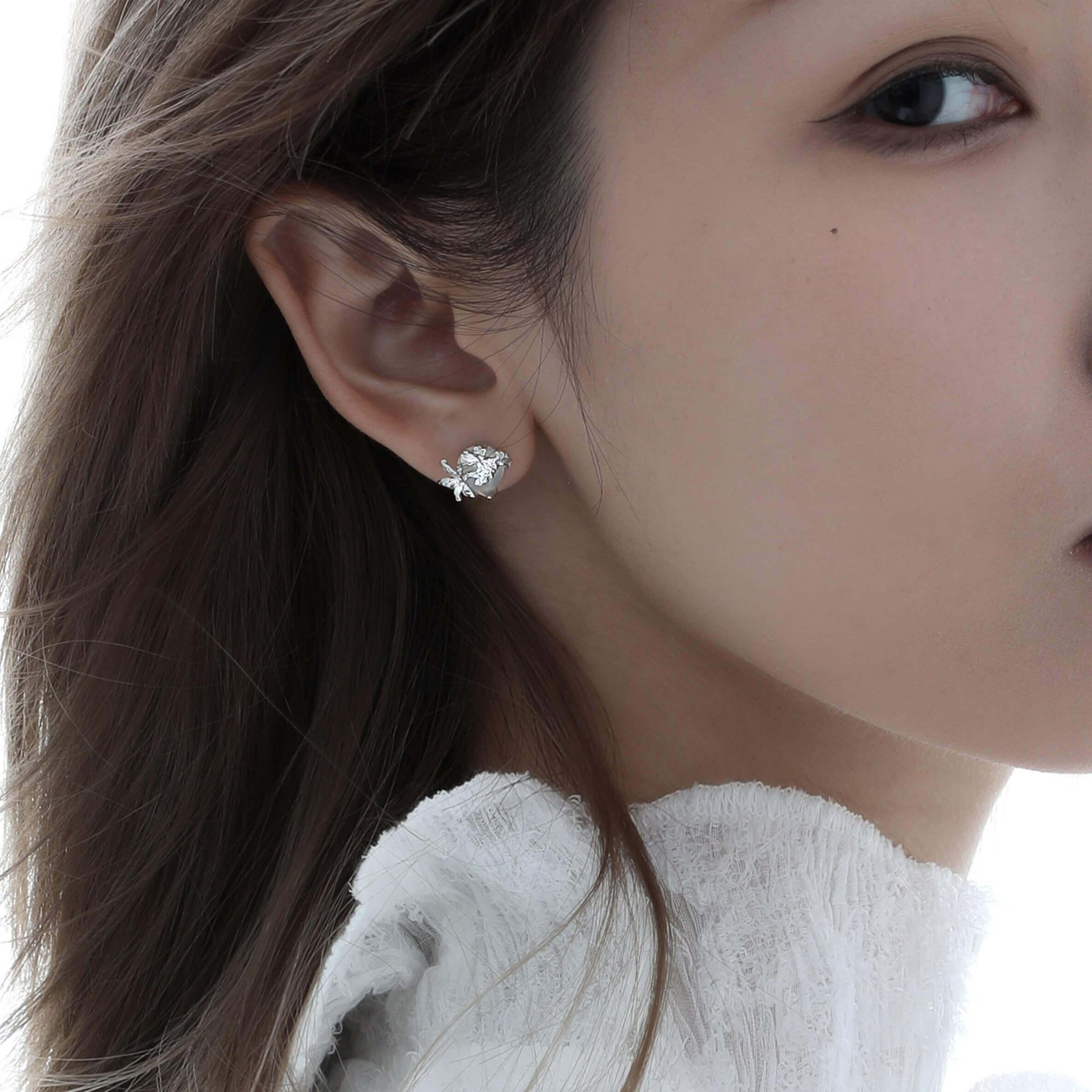 Whiterfly S925 Sterling Silver White Agate Earrings for Women - Elegant Dangle Earrings for Wedding, Party & Everyday Wear