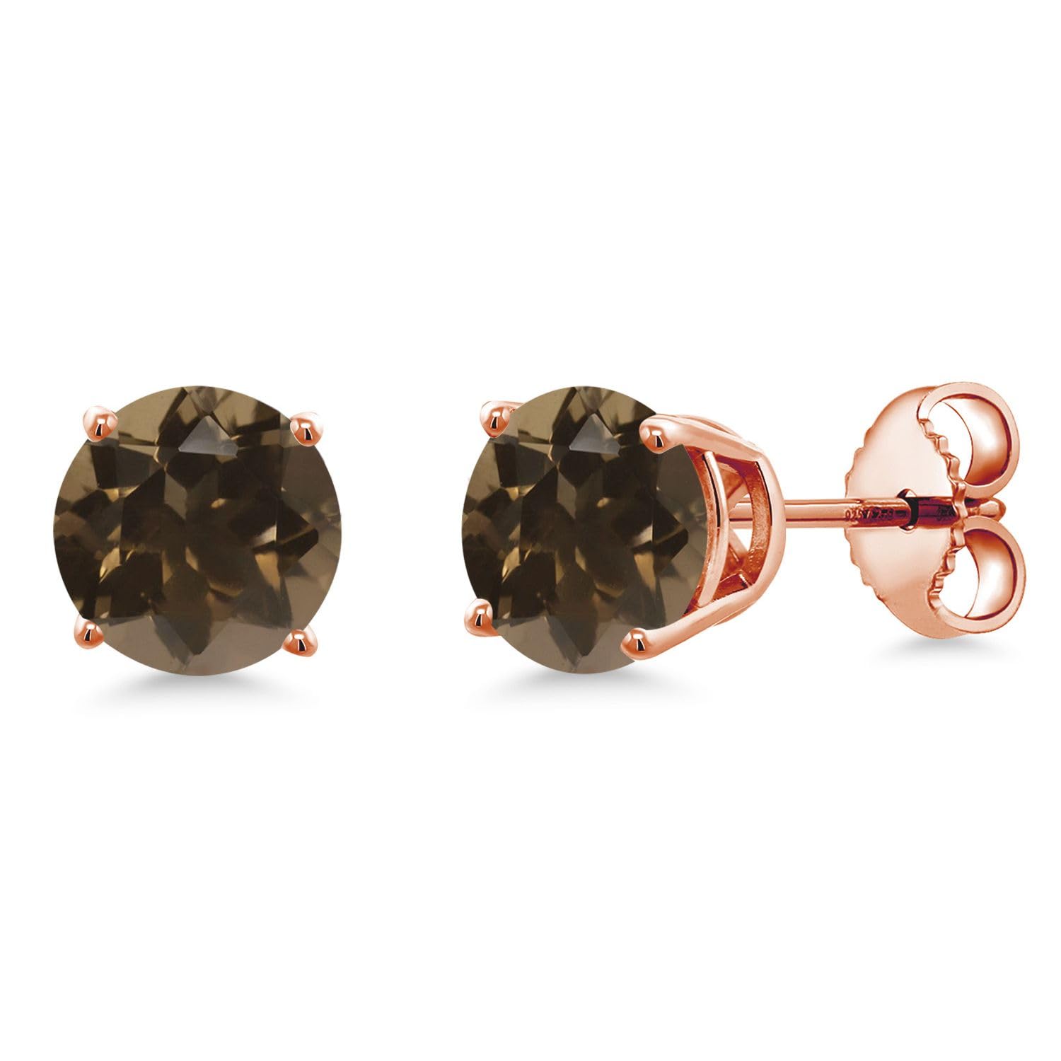 Gem Stone King 18K Rose Gold Plated Sterling Silver 6MM Round Birthstone Stud Earrings for Women & Men | Personalized Jewelry Gift for Birthday, Anniversary & Special Occasions