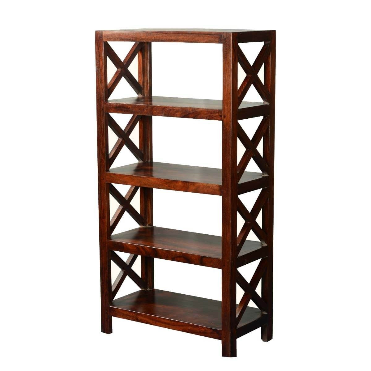 Rustic Solid Wood 4-Tier Open Shelf Bookcase for Office, Living Room & Home Decor - Perfect for Books, Storage & Display