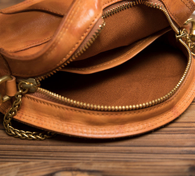 Italian Genuine Leather Round Crossbody Bag for Women - Stylish & Durable Handbag for Everyday Use, Travel, and Shopping