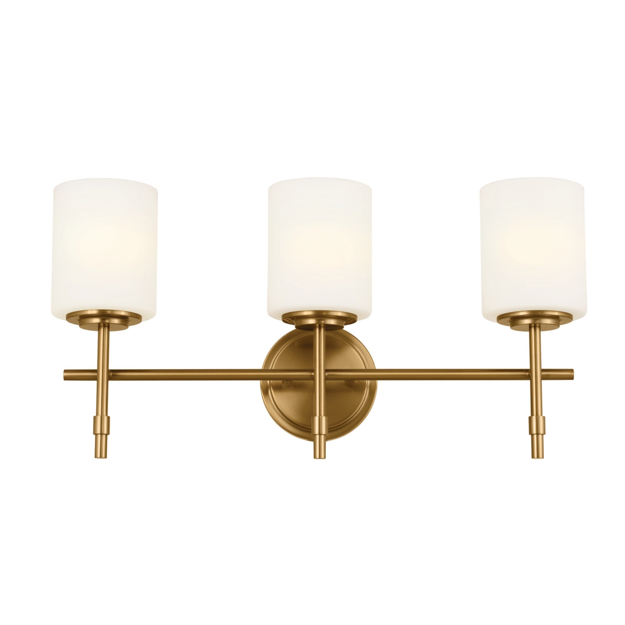 23-Inch 3-Light Bathroom Vanity Light with Satin Etched Opal Glass, Gold Finish - Modern Lighting for Bathroom, Powder Room & Dressing Area