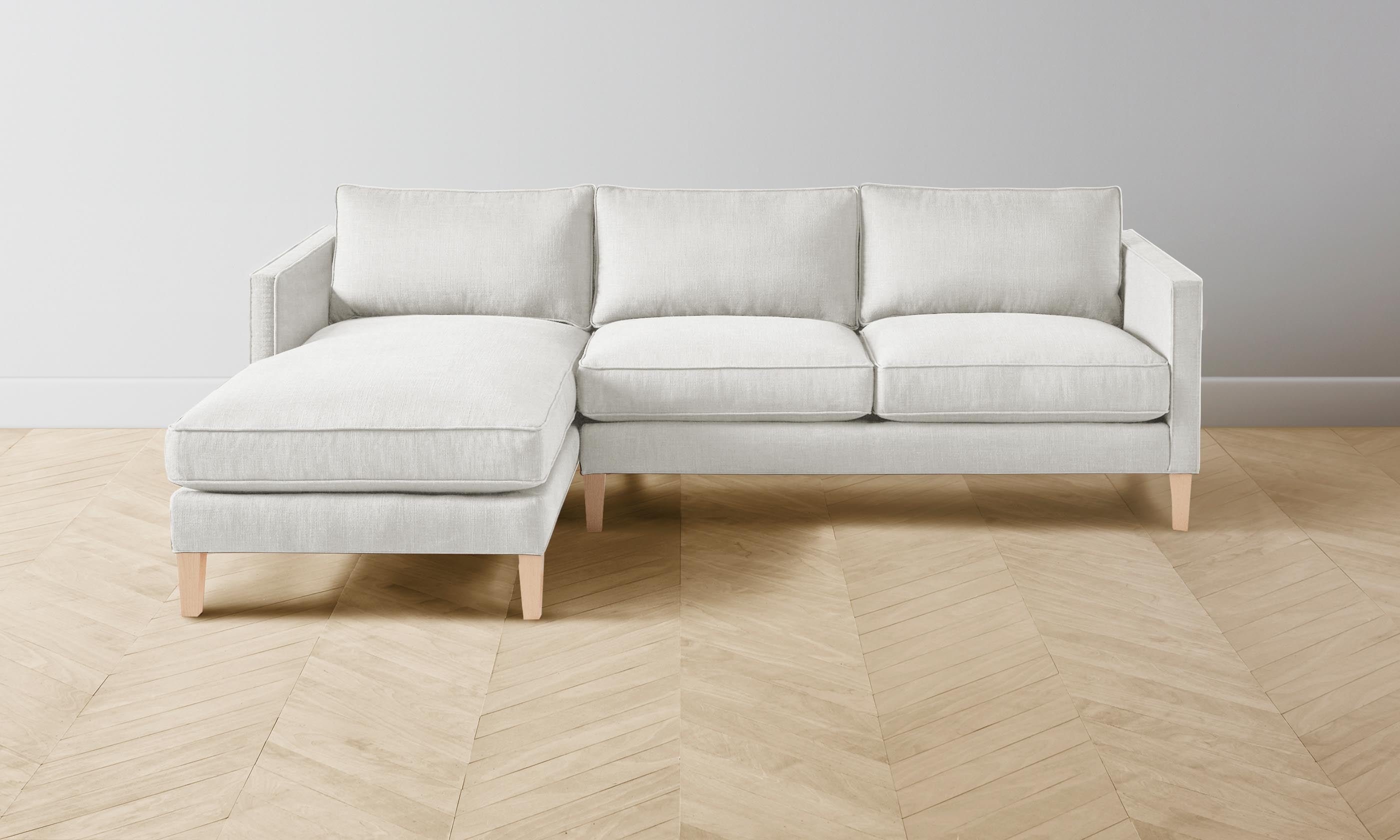 The Crosby Sectional Sofa - Heritage Belgian Linen in Egret | Modern Living Room Furniture for Comfortable Home & Office Seating