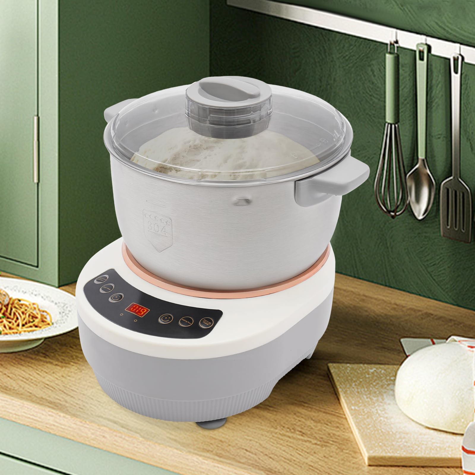 Electric Dough Maker 4.5Qt - Automatic Dough Mixer with Fermentation Function & Digital Timer - Stainless Steel Dough Kneading Machine for Home, Bakery & Restaurant Use - Perfect for Bread, Pizza & Pastry Making