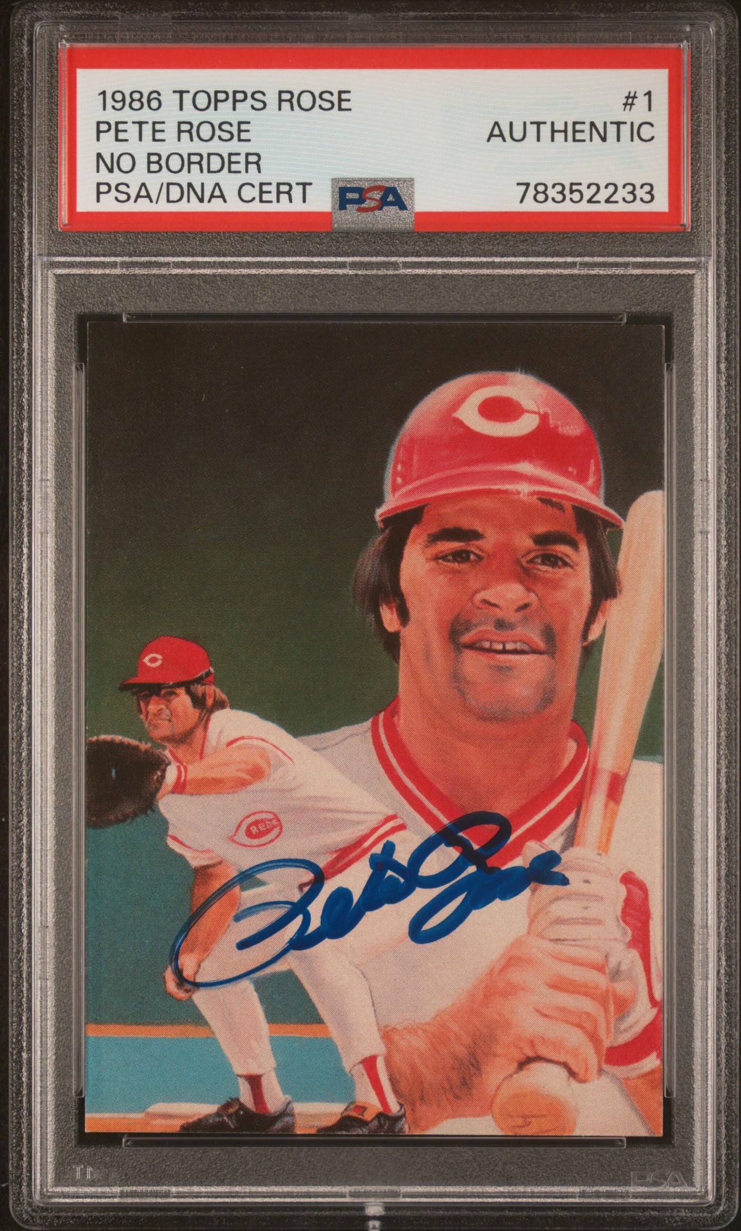 Pete Rose 1986 Topps No Border Signed Baseball Card #1 Auto PSA Certified - Rare Collectible for Baseball Memorabilia Fans & Sports Card Collectors
