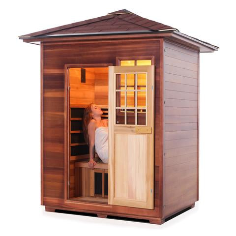 Enlighten Sauna Sierra 3-Person Full Spectrum Infrared Sauna for Indoor & Outdoor Use - Relaxation, Detox & Muscle Recovery at Home or Backyard