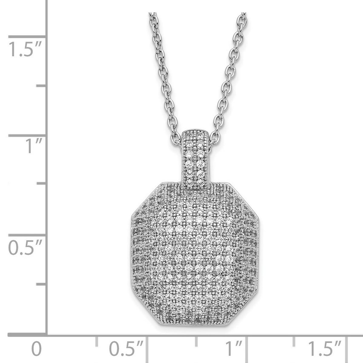 925 Sterling Silver Lobster Claw Clasp CZ Cubic Zirconia Simulated Diamond Elegant Polished Necklace 18 Inch 15.7mm Wide - Women's Pendant Necklace for Parties, Weddings & Special Occasions