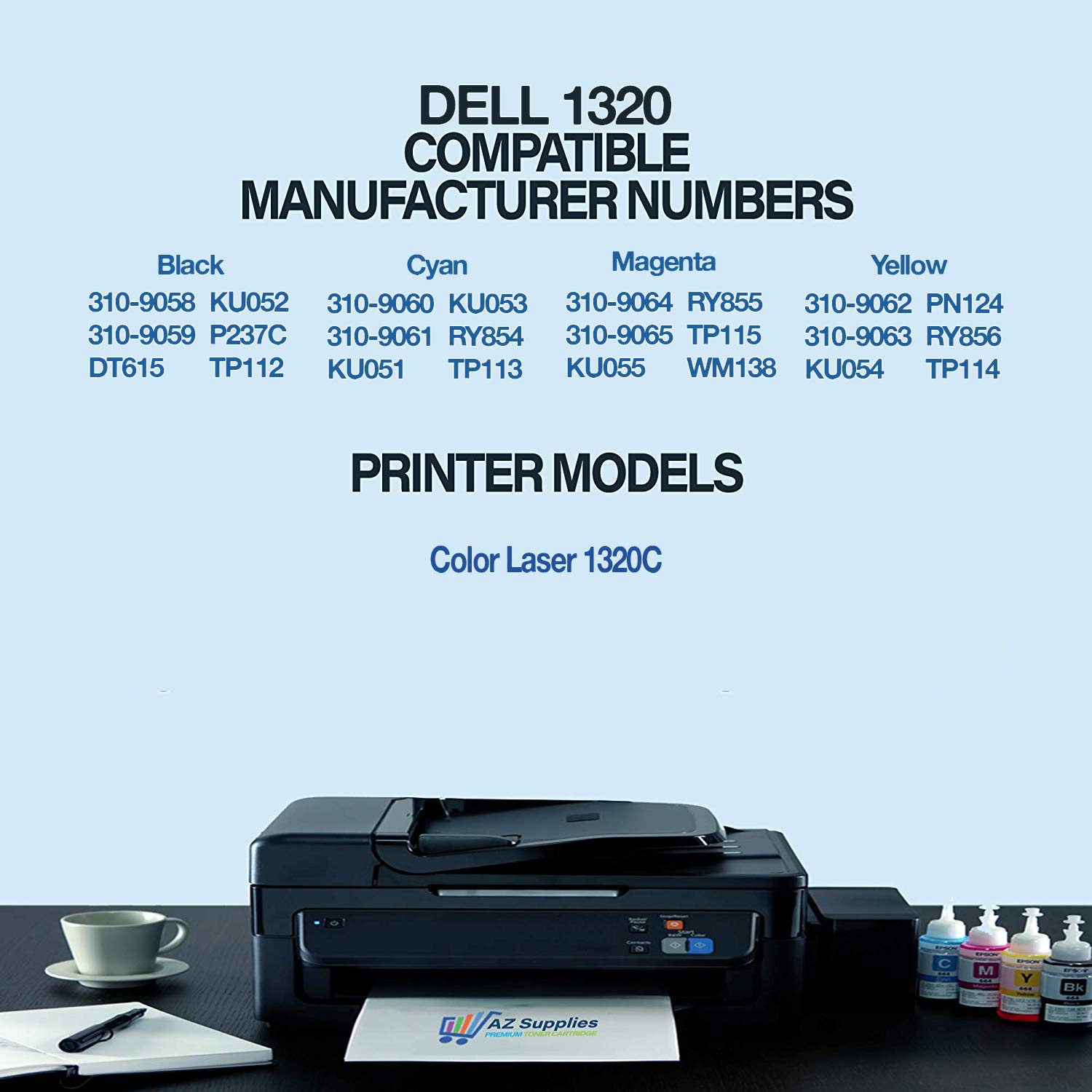 Dell 1320C Compatible Toner Cartridge Replacement (5-Pack) - 2x Black, Cyan, Magenta, Yellow for Dell 1320/1320C Laser Printer | High-Yield 310-9058, 310-9060, 310-9062, 310-9064 | Perfect for Office & Home Printing Needs