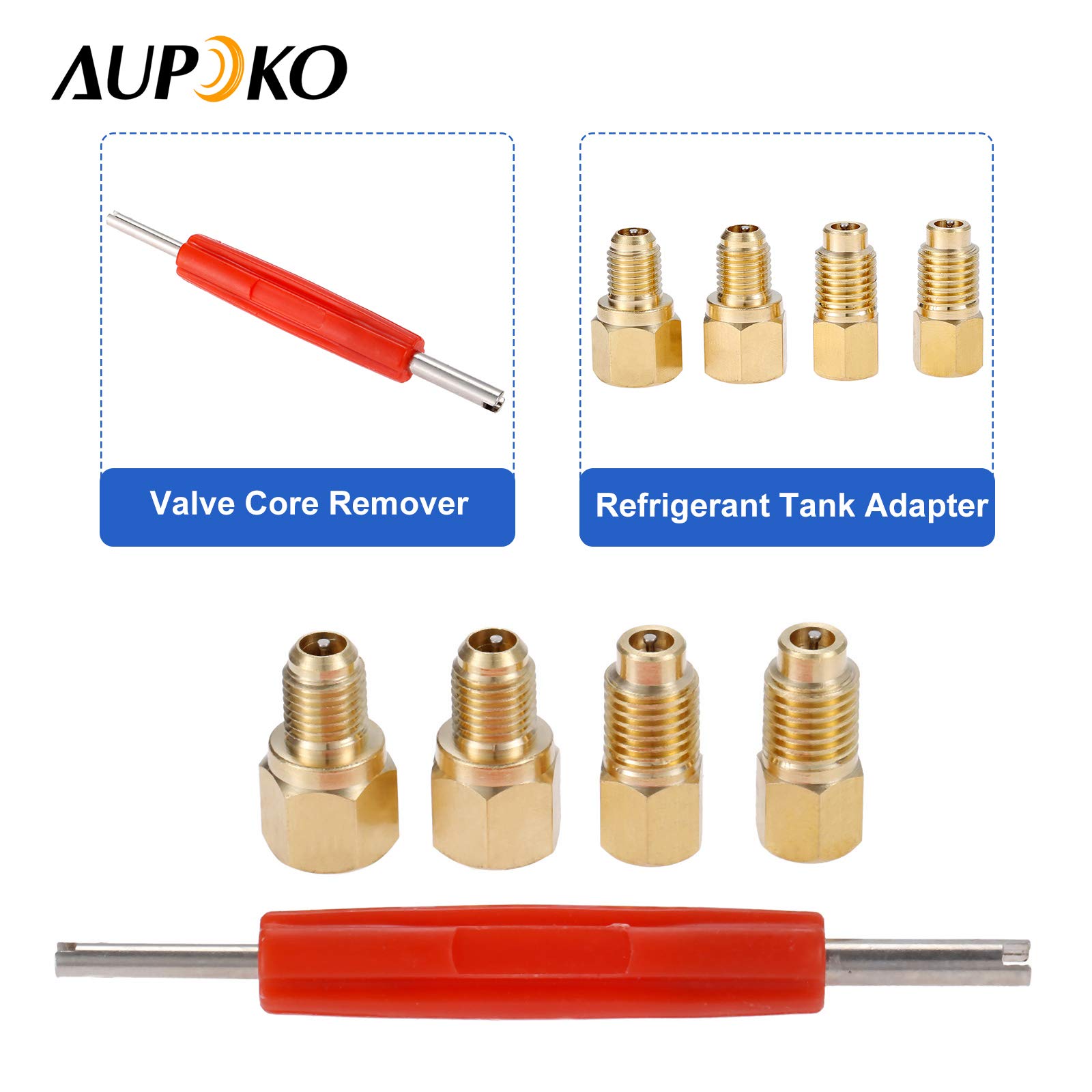 R12 R22 to R134a Adapter Kit - A/C Refrigerant Conversion Adapters with Valve Core Remover, 1/4