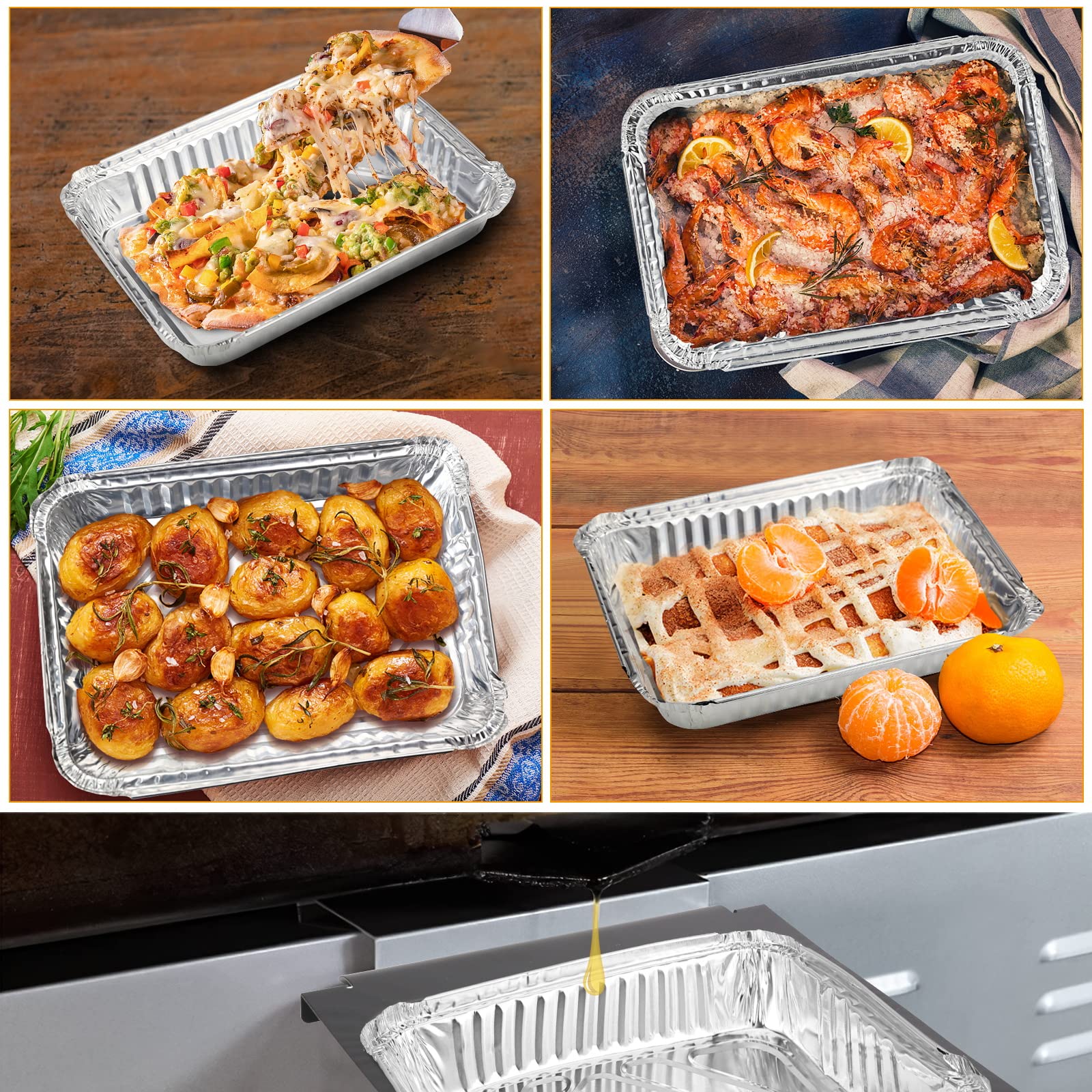 Weber Spirit I&II 200/300 & Genesis I&II LX200/300 Series Grease Tray - 67047 Metal Catch Pan & 6415 Aluminum Liner Replacement for Weber Traveler Grill - Perfect for Outdoor BBQ, Camping & Backyard Grilling
