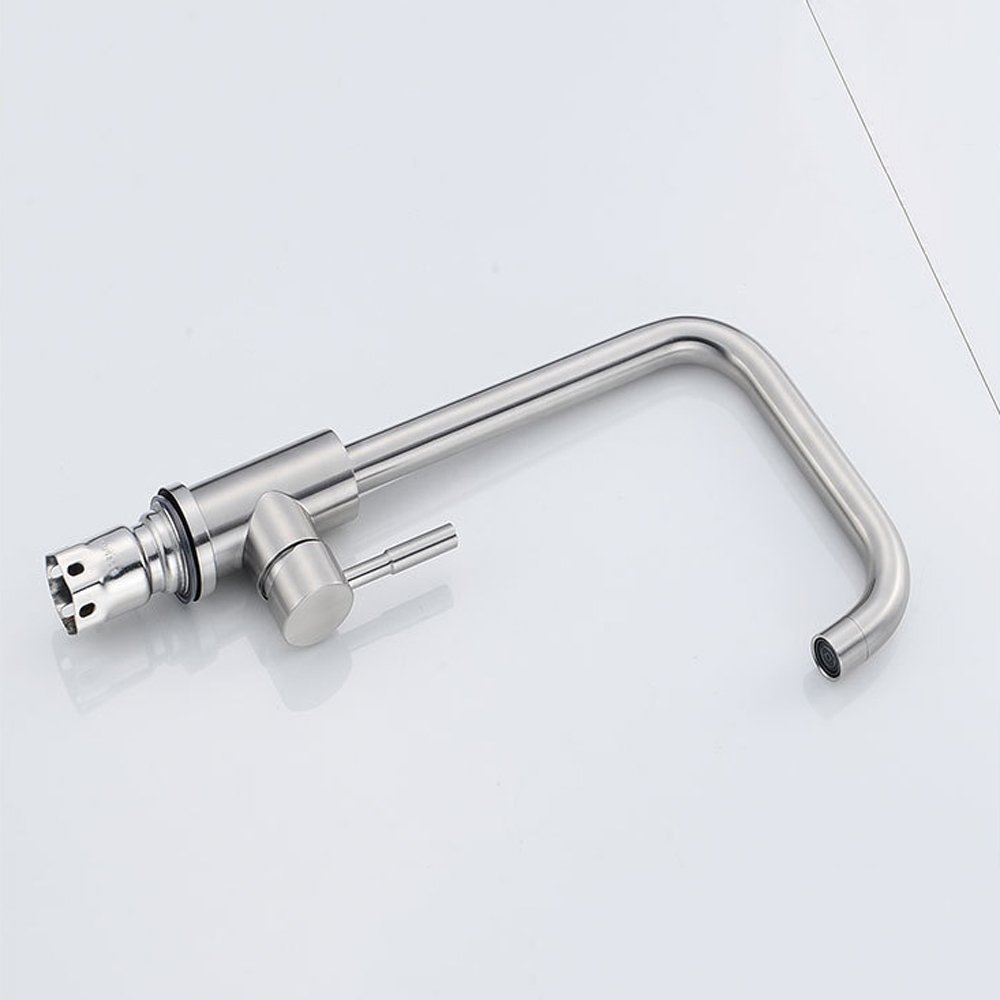 304 Stainless Steel Mixer Tap - Single Handle Kitchen & Bathroom Sink Faucet with 360° Swivel Spout | Hot & Cold Water Saving Modern Design for Wash Basin, Vanity, Washing Machine & Mop Pool (Color: Chrome) - Perfect for Home, Restaurant & Commercial Use
