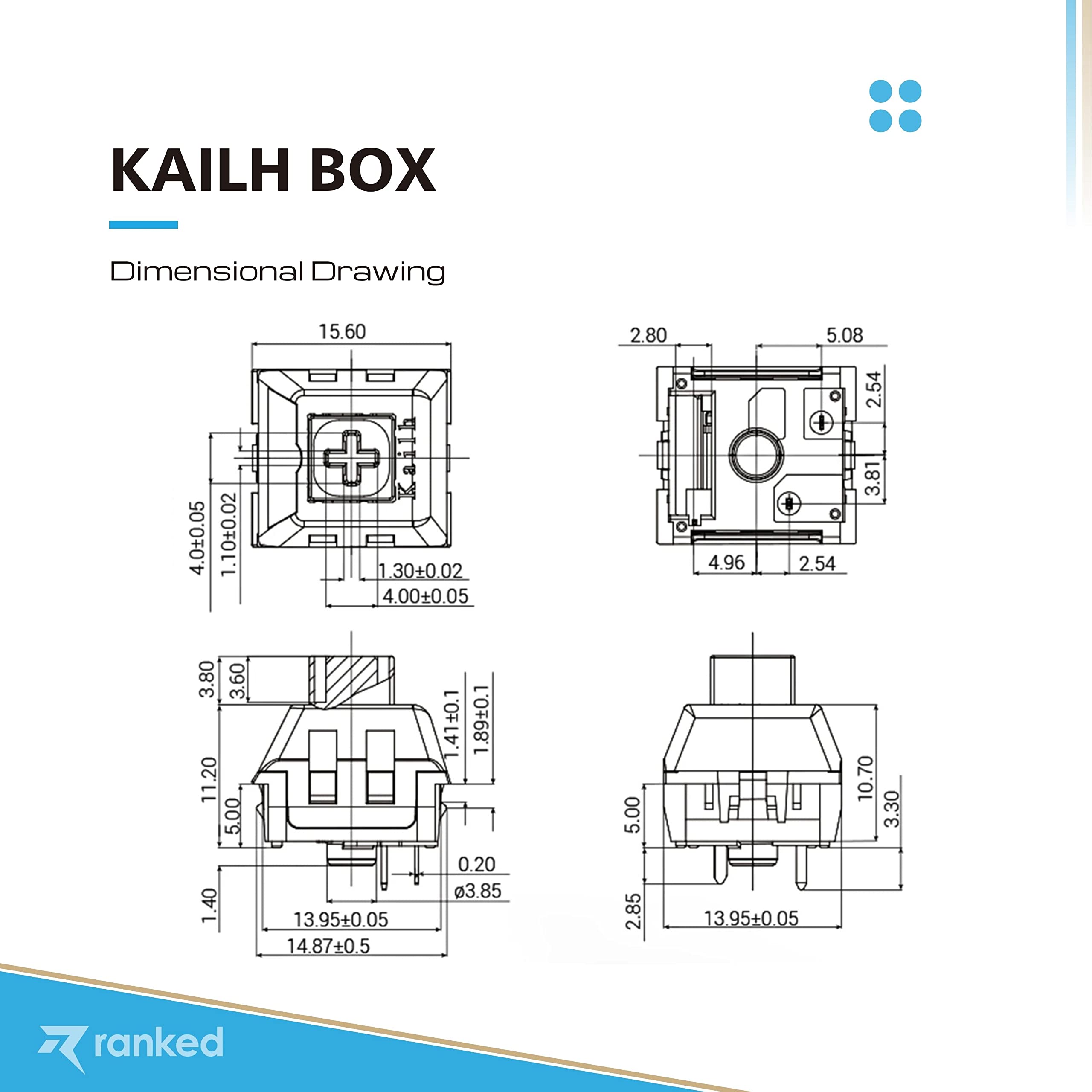 Kailh Box Dark Yellow Mechanical Keyboard Switches - 10 Pcs Plate Mounted for Gaming Keyboards | Premium Tactile Switches for Esports, Typing & PC Gaming Enthusiasts