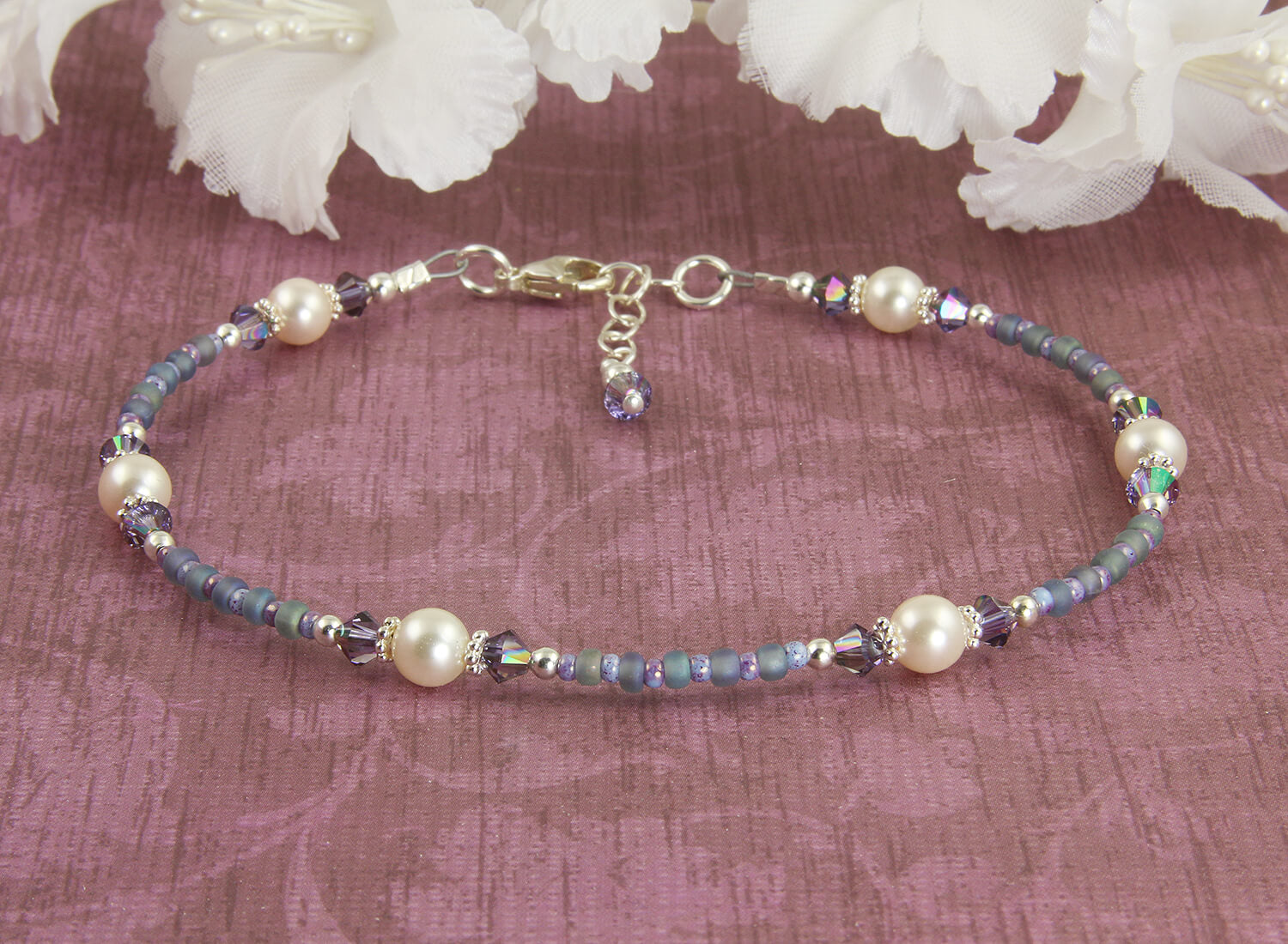 Atlantic Blue Pearl Beaded Anklet - Elegant Handmade Ankle Bracelet for Women | Perfect for Beach Weddings, Summer Outfits & Boho Fashion