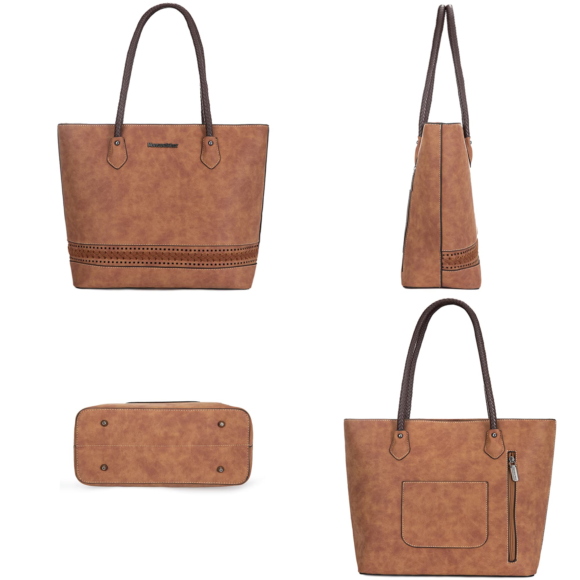 Montana West Womens Woven Tote Bag - Medium Size Purse with Concealed Carry Zipper Pocket - Perfect for Work, Travel & Everyday Use