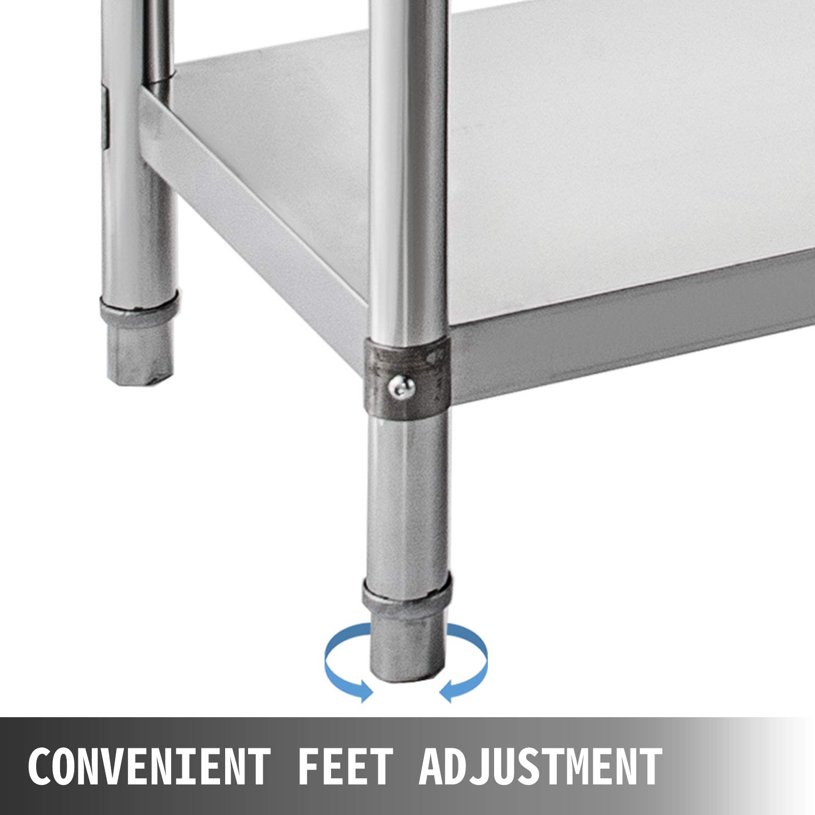 VEVOR 5-Tier Stainless Steel Shelving Unit 48x18.5 Inch, Heavy Duty Adjustable Storage Shelf for Kitchen, Commercial, Office, Garage - 330lb Capacity Per Shelf | Perfect for Pantry Organization, Warehouse Storage & Retail Display