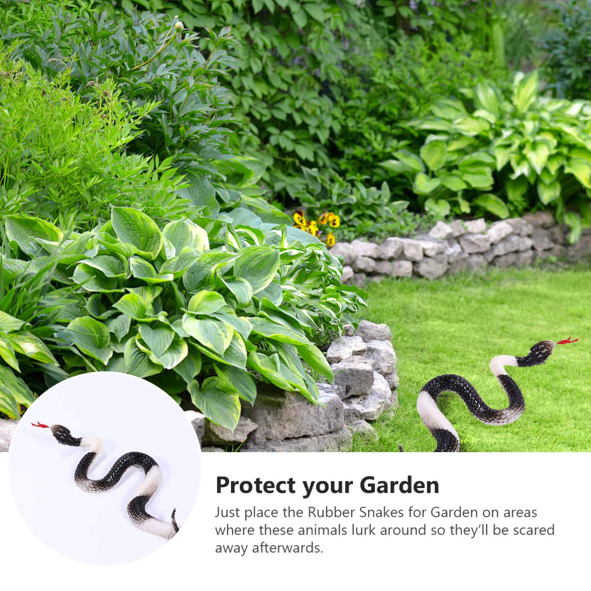 NUOBESTY Realistic Rubber Snake Toy - Scary Fake Snake for Halloween Pranks & Trick Props - Black & White - Perfect for Party Decorations, Jokes & Scare Tactics
