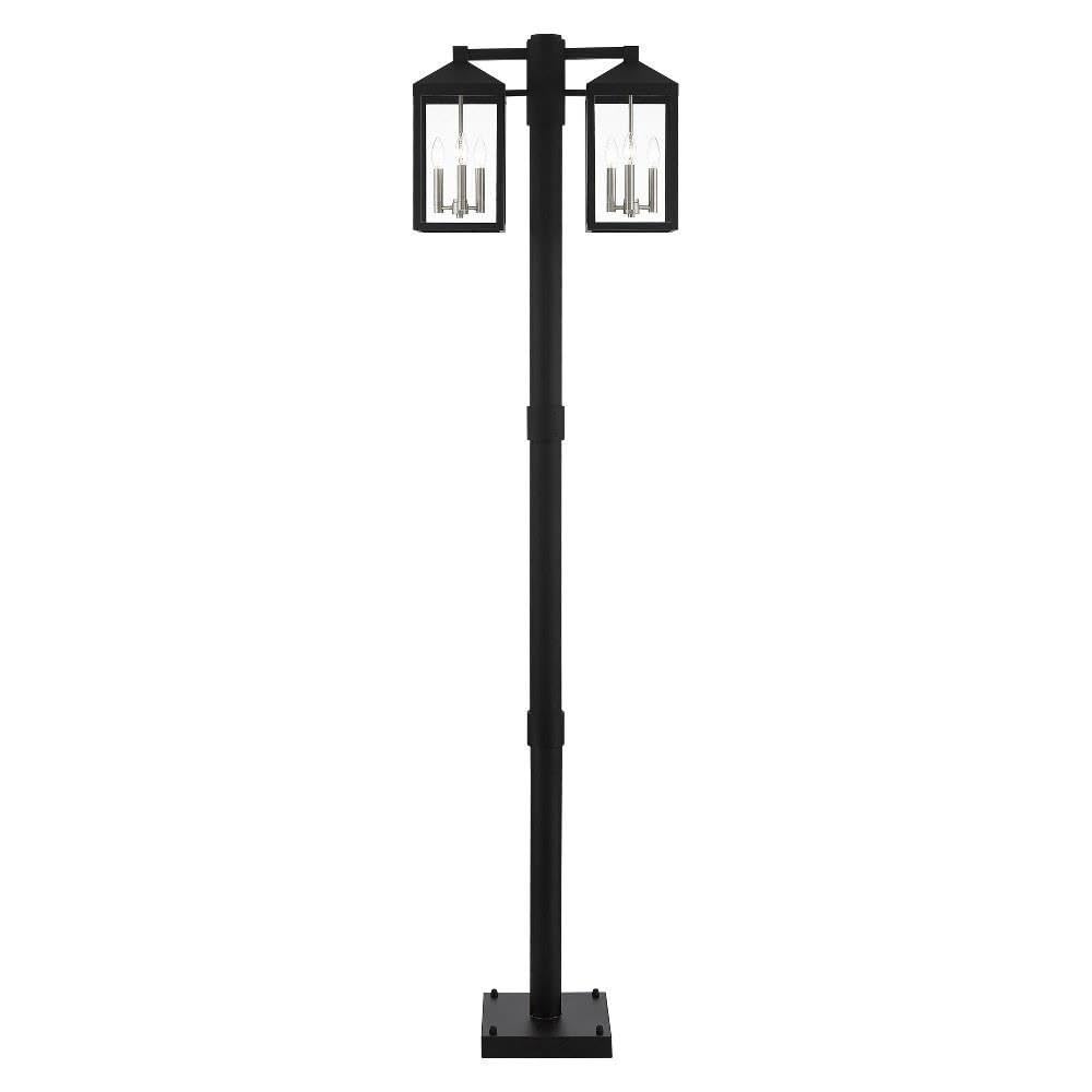 Livex Lighting 6-Light Black Outdoor Post Light - Durable Weatherproof Exterior Lighting for Patio, Garden, Pathway, and Porch