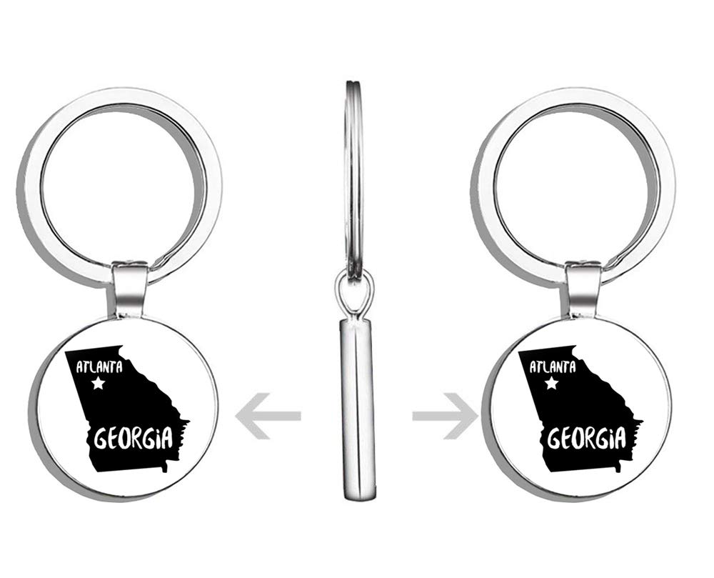 Atlanta Georgia Double Sided Stainless Steel Keychain - Durable Key Ring Holder with Car Key Finder for Easy Key Organization (Perfect for Home, Office & Travel Accessories)