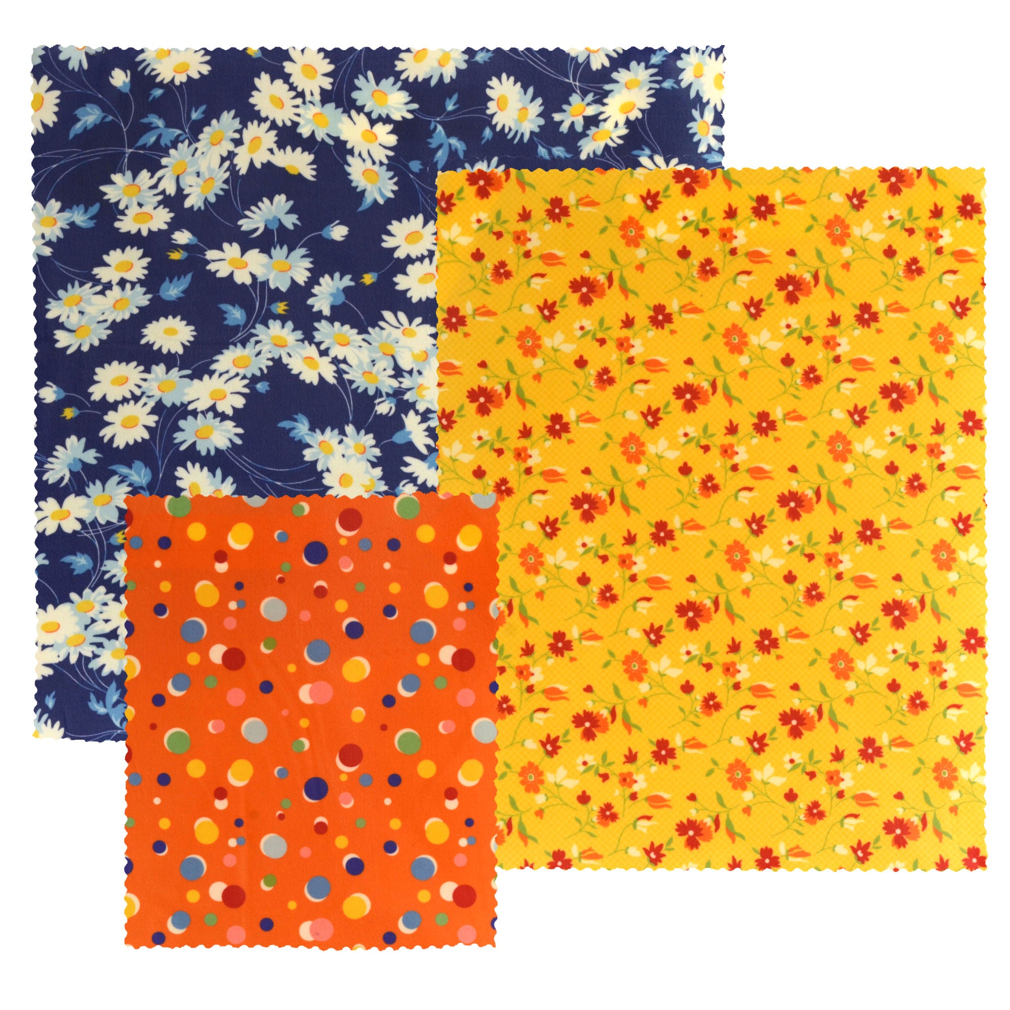Organic Beeswax Food Wraps Set of 3 - Reusable Eco-Friendly Sustainable Food Storage for Sandwiches, Fruits & Cheese - Perfect for Picnics, Lunch Boxes & Zero Waste Kitchen