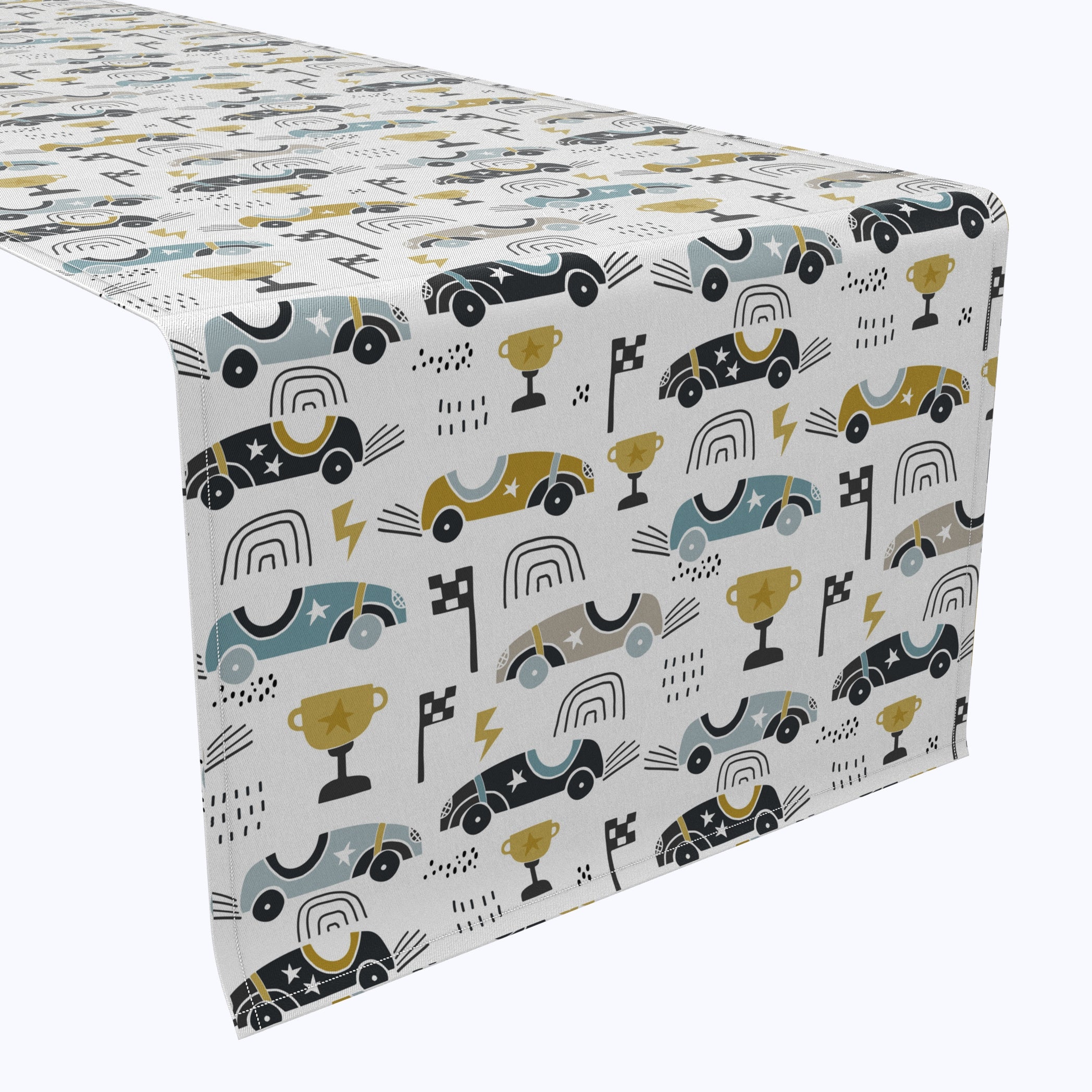 Vintage Cartoon Racing Car Table Runner - Retro Style Decorative Table Cover for Dining Room, Kitchen, Party & Home Decor