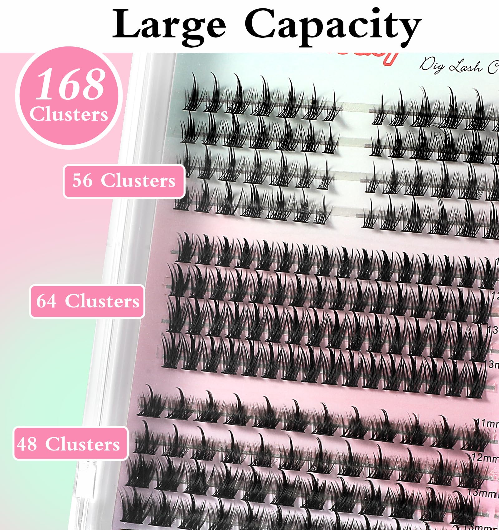 Anime Lash Clusters 168Pcs - 3 Styles Wispy Natural Lashes for Cosplay & Korean Makeup