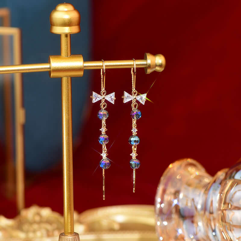 Tiny Bow Threader Earrings - Dainty Gold/Silver Threader Earrings for Women | Perfect for Everyday Wear, Parties & Gifts (Style A8844)